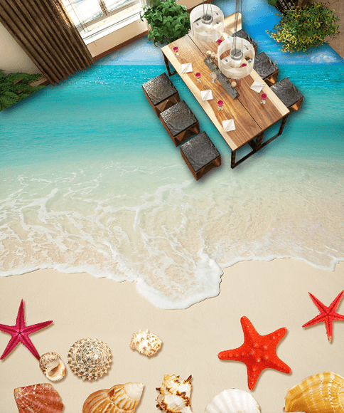 3D Beach Floor Mural Wallpaper AJ Wallpaper 2