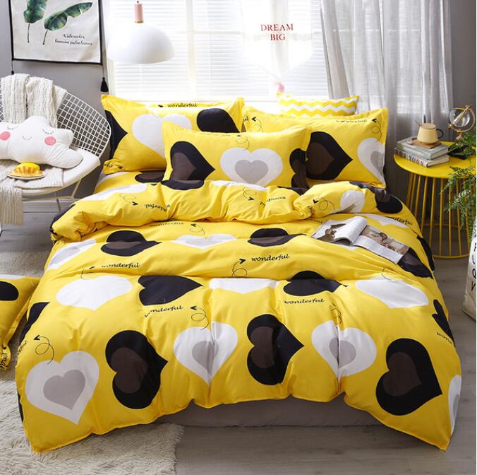 3D Yellow Background Black White Love 12177 Bed Pillowcases Quilt