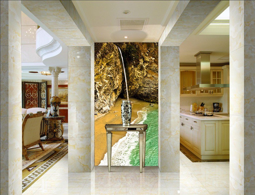 Beach Waterfall Wallpaper AJ Wallpaper