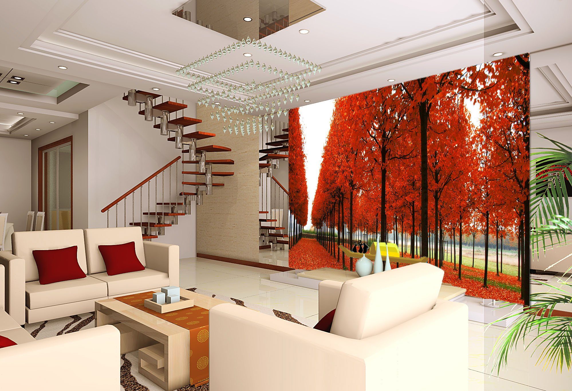 3D Red Maple Forest 876 Wallpaper AJ Wallpaper