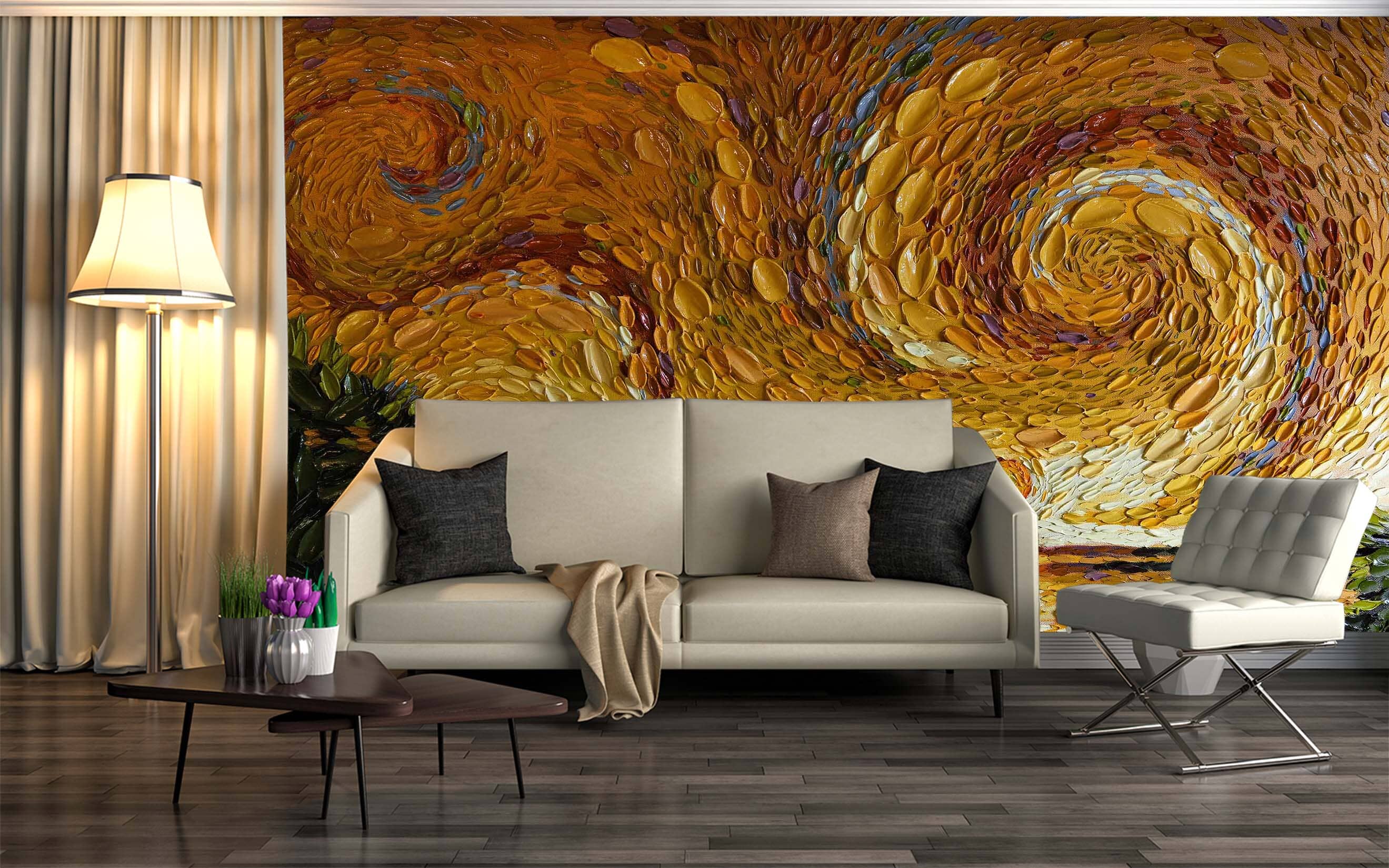 3D Yellow Wave 1408 Dena Tollefson Wall Mural Wall Murals Wallpaper AJ Wallpaper 2