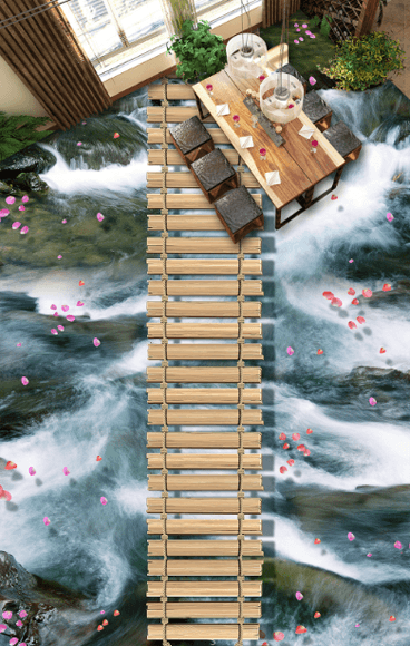 3D Wood Bridge Floor Mural Wallpaper AJ Wallpaper 2