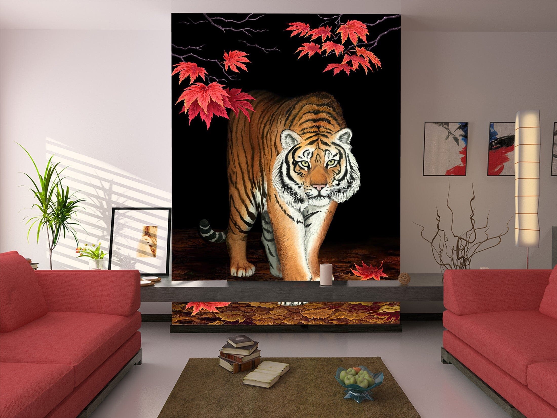 3D Leaf Tiger 1097 Wall Murals Wallpaper AJ Wallpaper 2