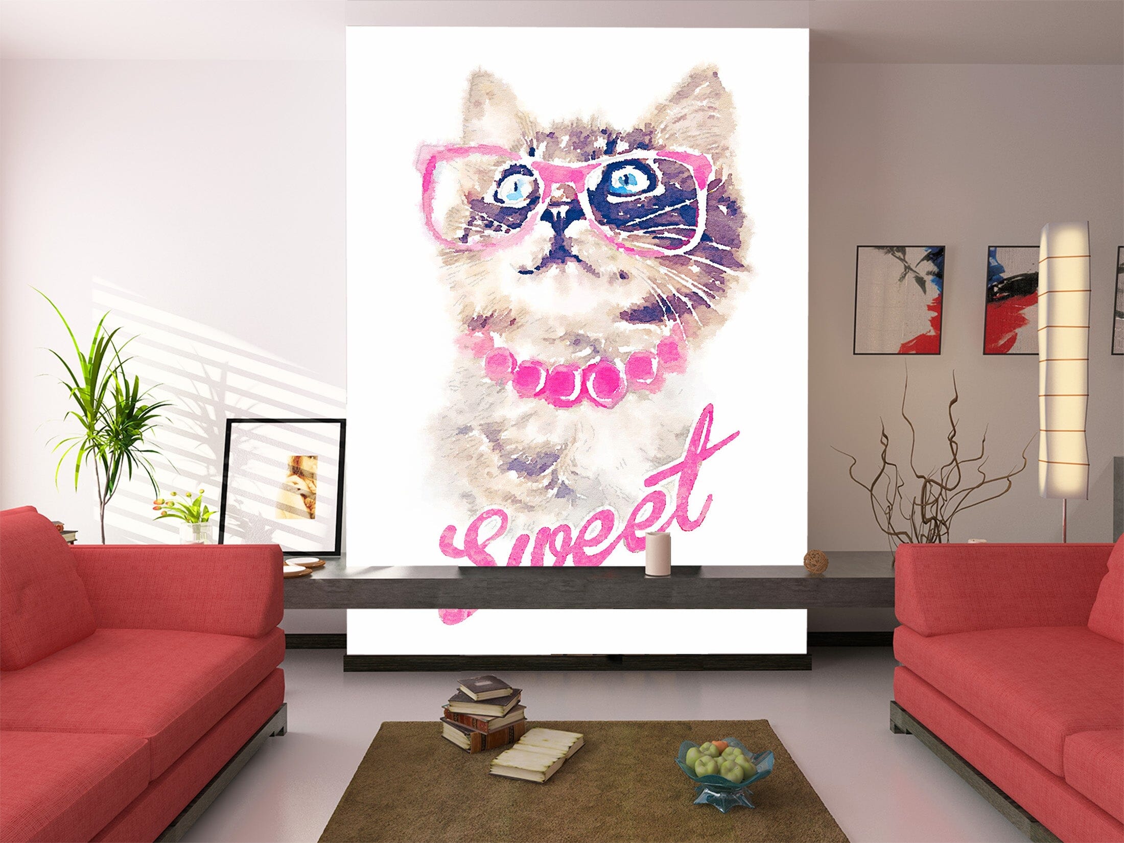 3D Glasses Kitten 111 Wall Murals Wallpaper AJ Wallpaper 2