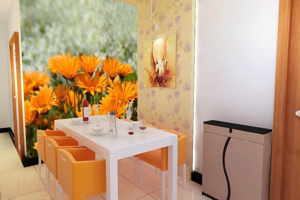 Orange Flowers Wallpaper AJ Wallpaper