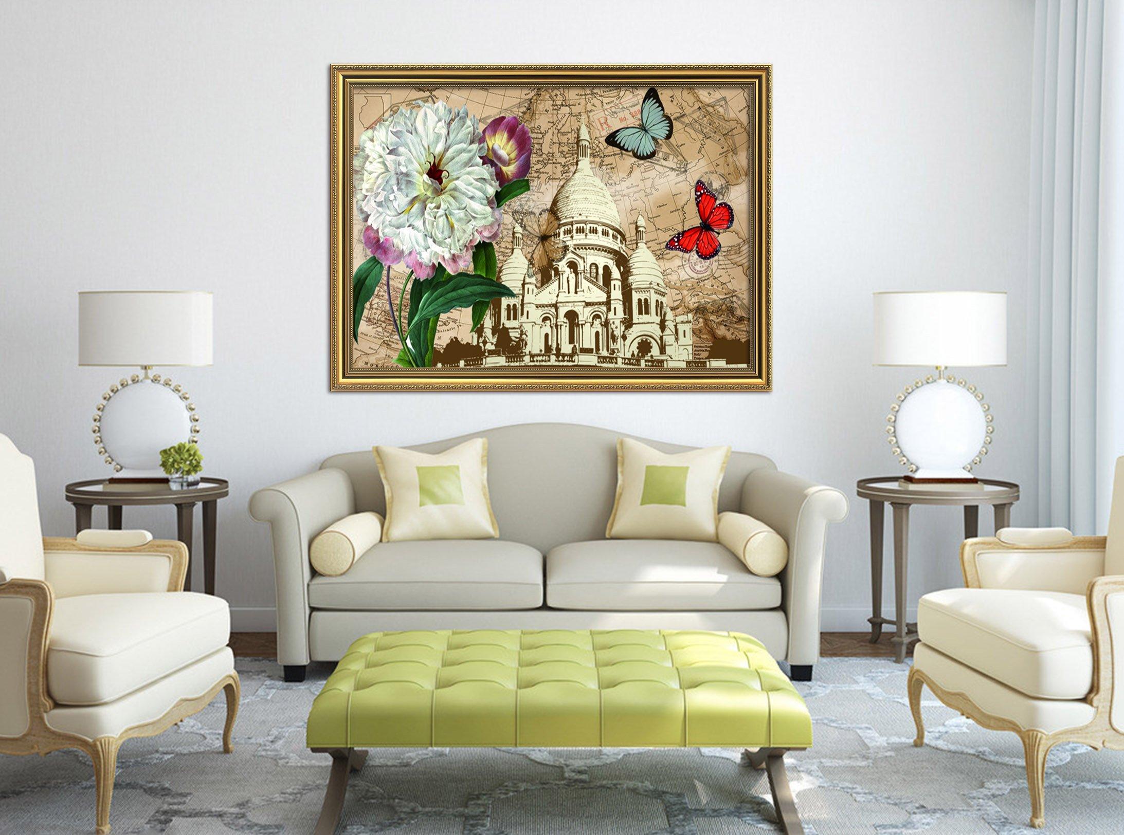 3D Castle Butterfly 039 Fake Framed Print Painting Wallpaper AJ Creativity Home