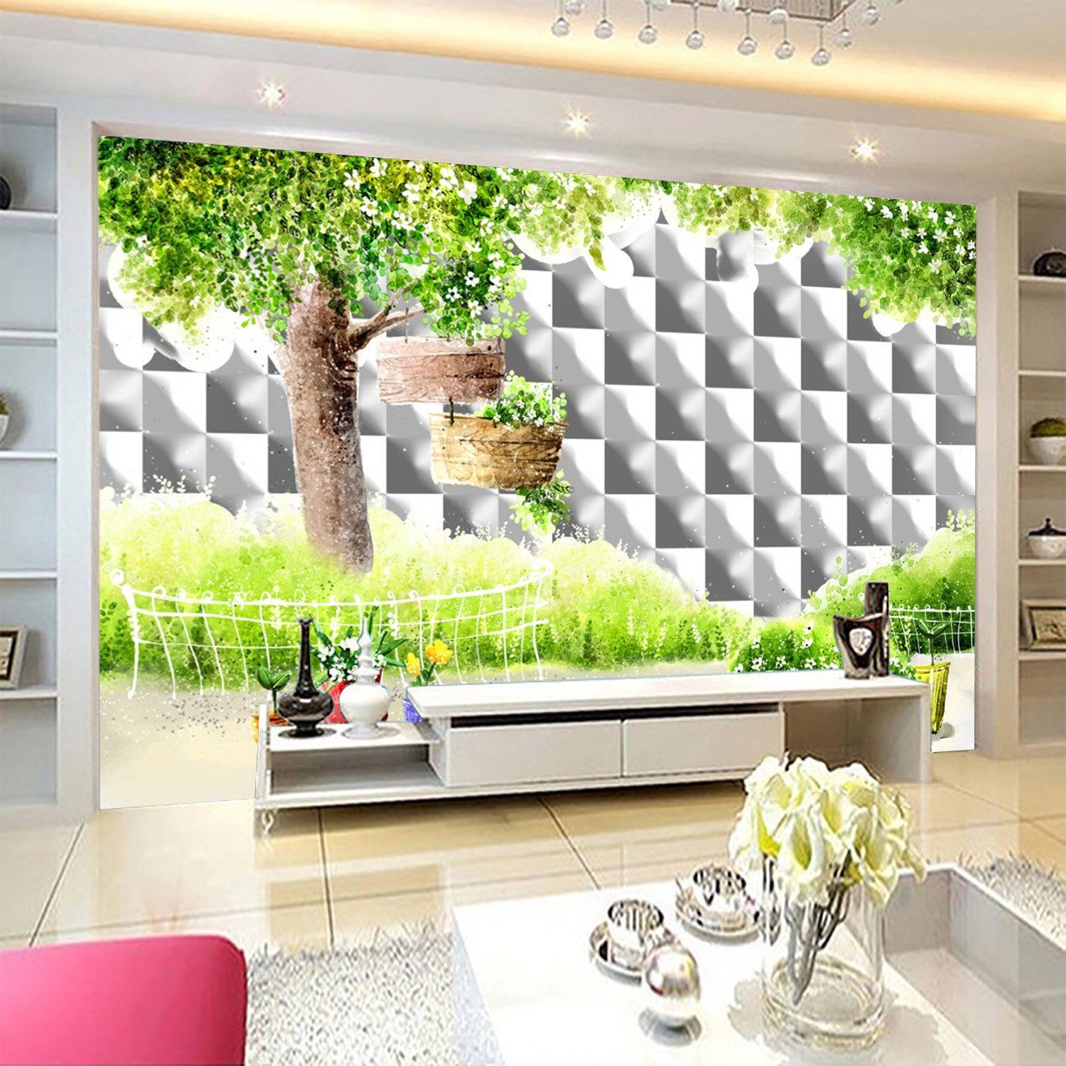 3D Dainty Tree Basket 329 Wallpaper AJ Wallpaper