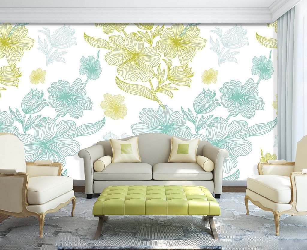 3D Blue Yellow Flowers 103 Wallpaper AJ Wallpaper