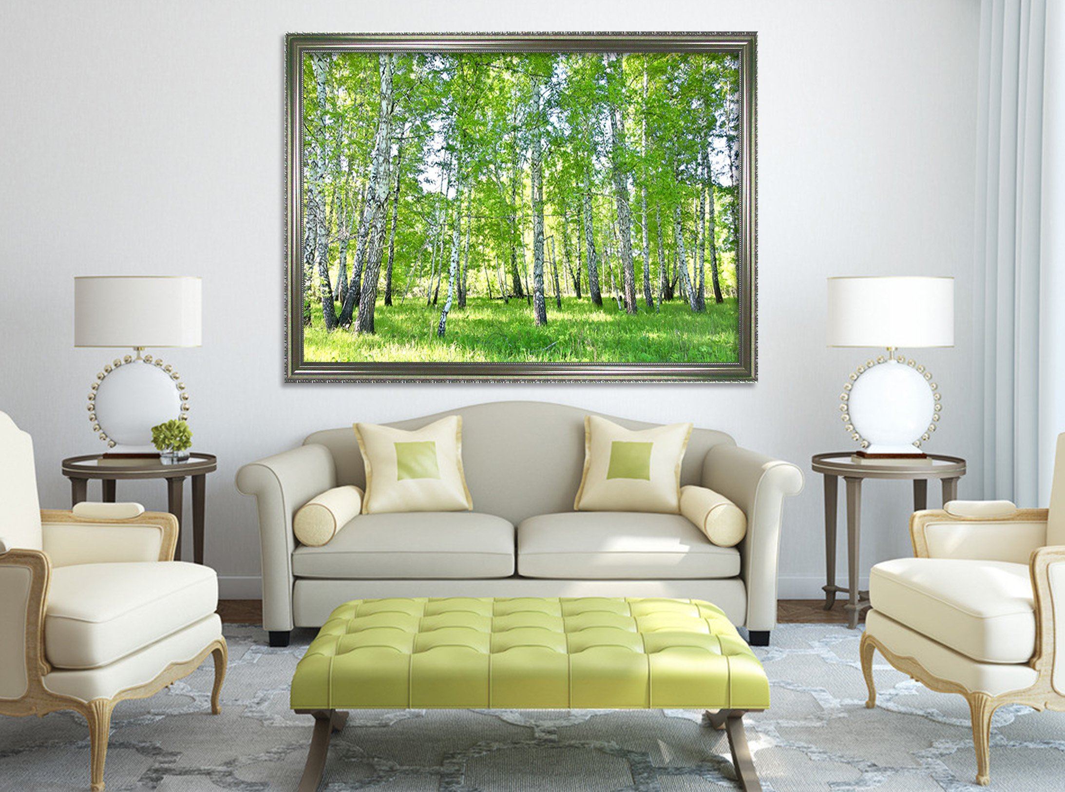 3D Shade Trees 008 Fake Framed Print Painting Wallpaper AJ Creativity Home