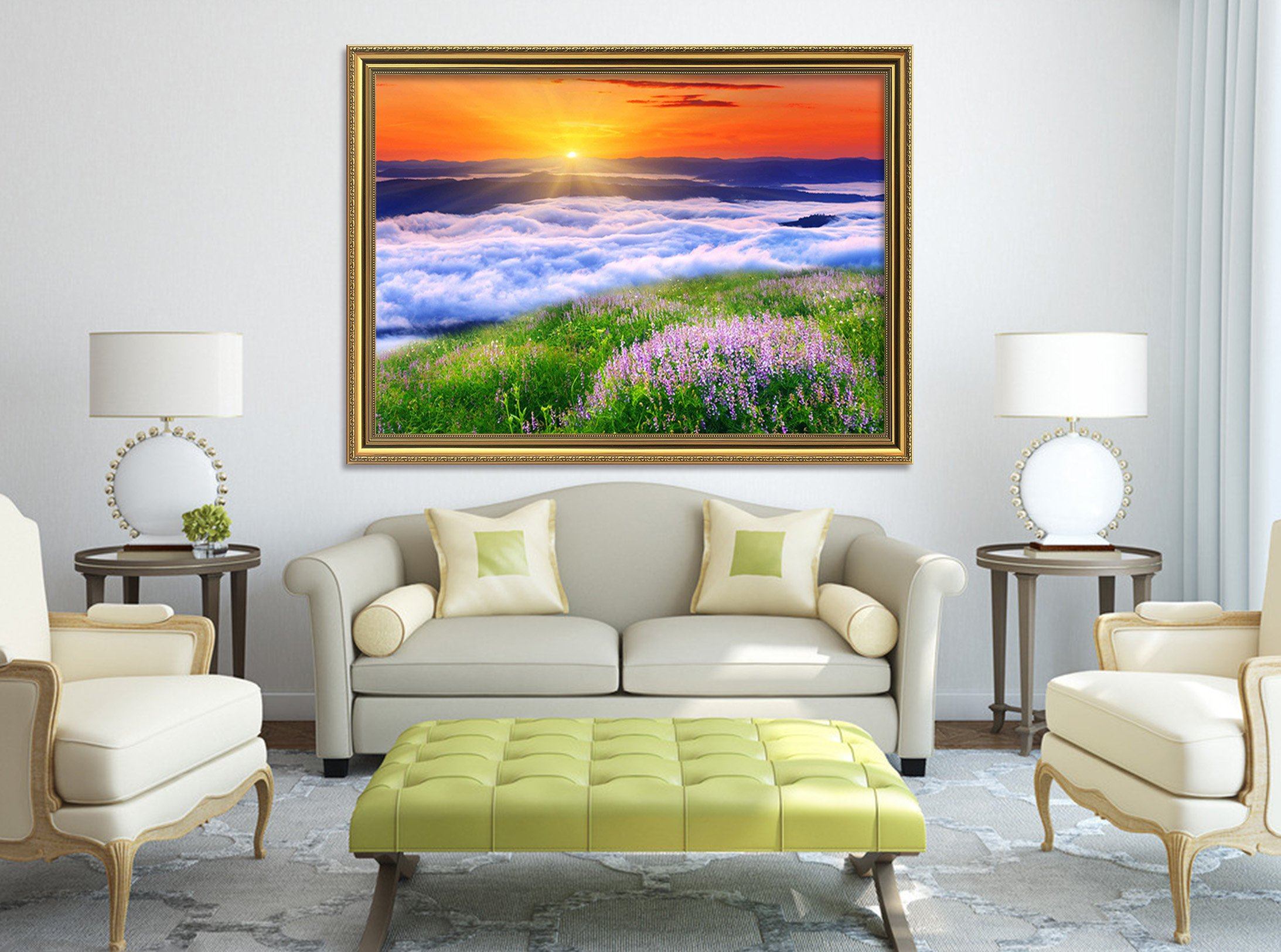 3D Sun Rise 007 Fake Framed Print Painting Wallpaper AJ Creativity Home