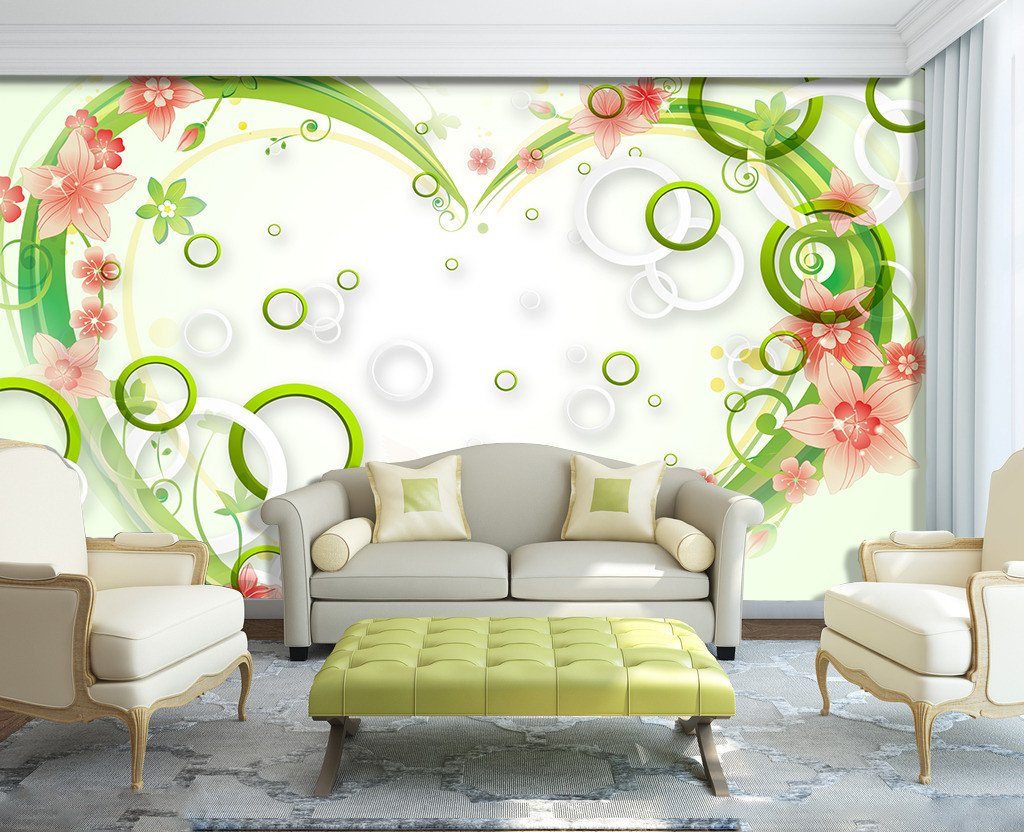 3D Heart-shaped Flower Pattern 098 Wallpaper AJ Wallpaper