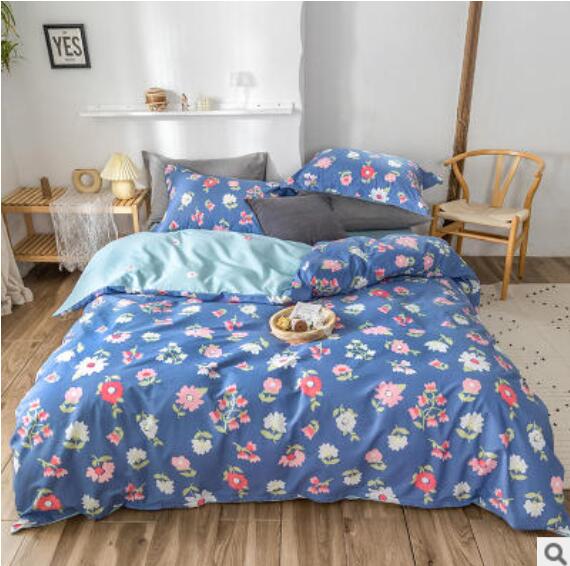 3D Dark Blue Flowers 30316 Bed Pillowcases Quilt