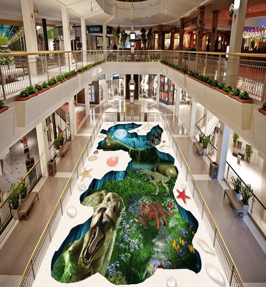 3D Dinosaurs Floor Mural Wallpaper AJ Wallpaper 2