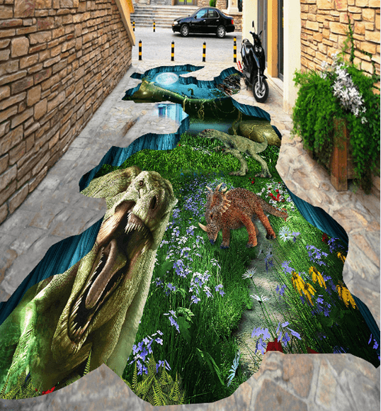 3D Dinosaurs Floor Mural Wallpaper AJ Wallpaper 2
