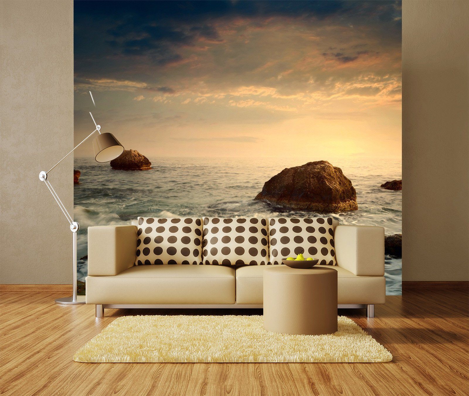 3D Sunset Glow Sea Beach 045 Wallpaper AJ Wallpaper