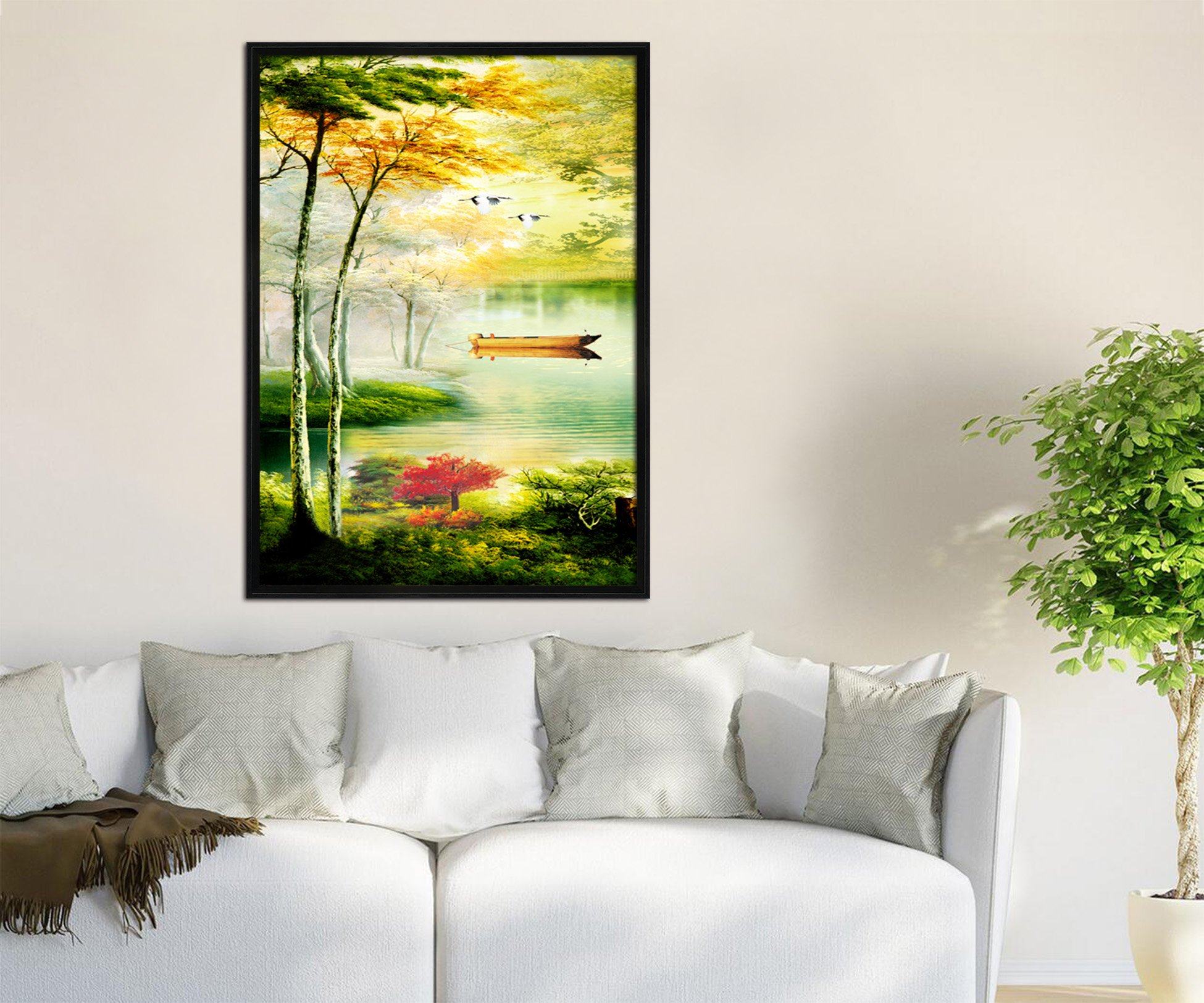 3D Small Boat 134 Fake Framed Print Painting Wallpaper AJ Creativity Home