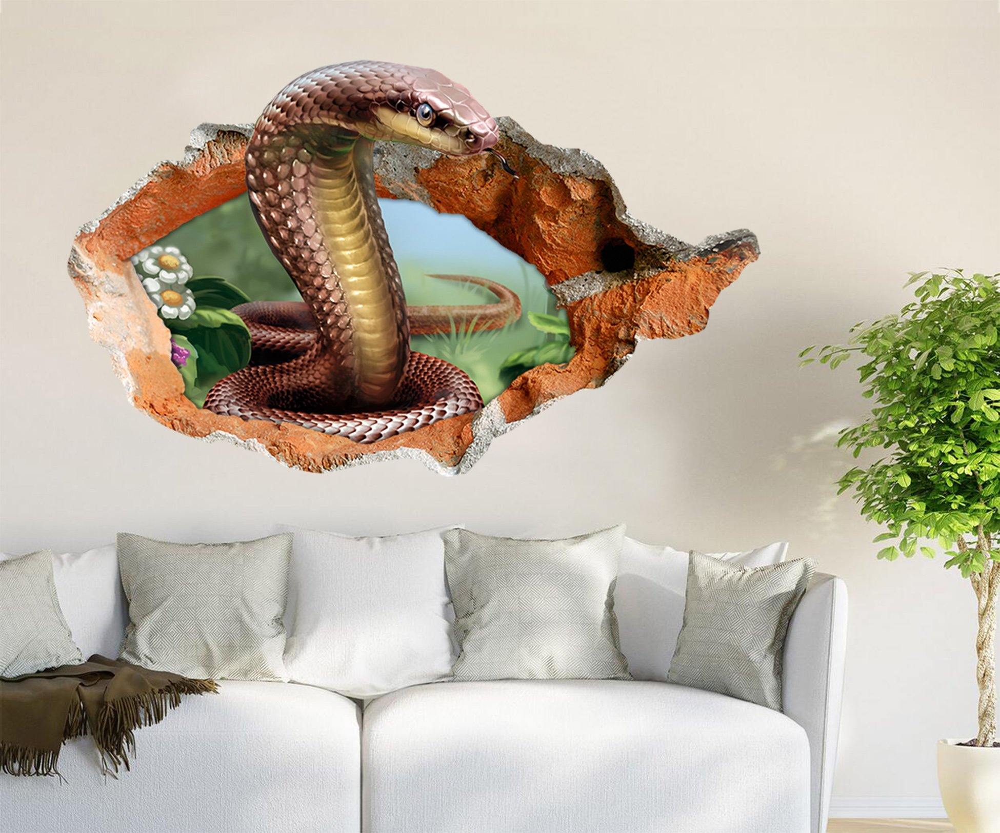 3D Dangerous Snake 93 Broken Wall Murals Wallpaper AJ Wallpaper