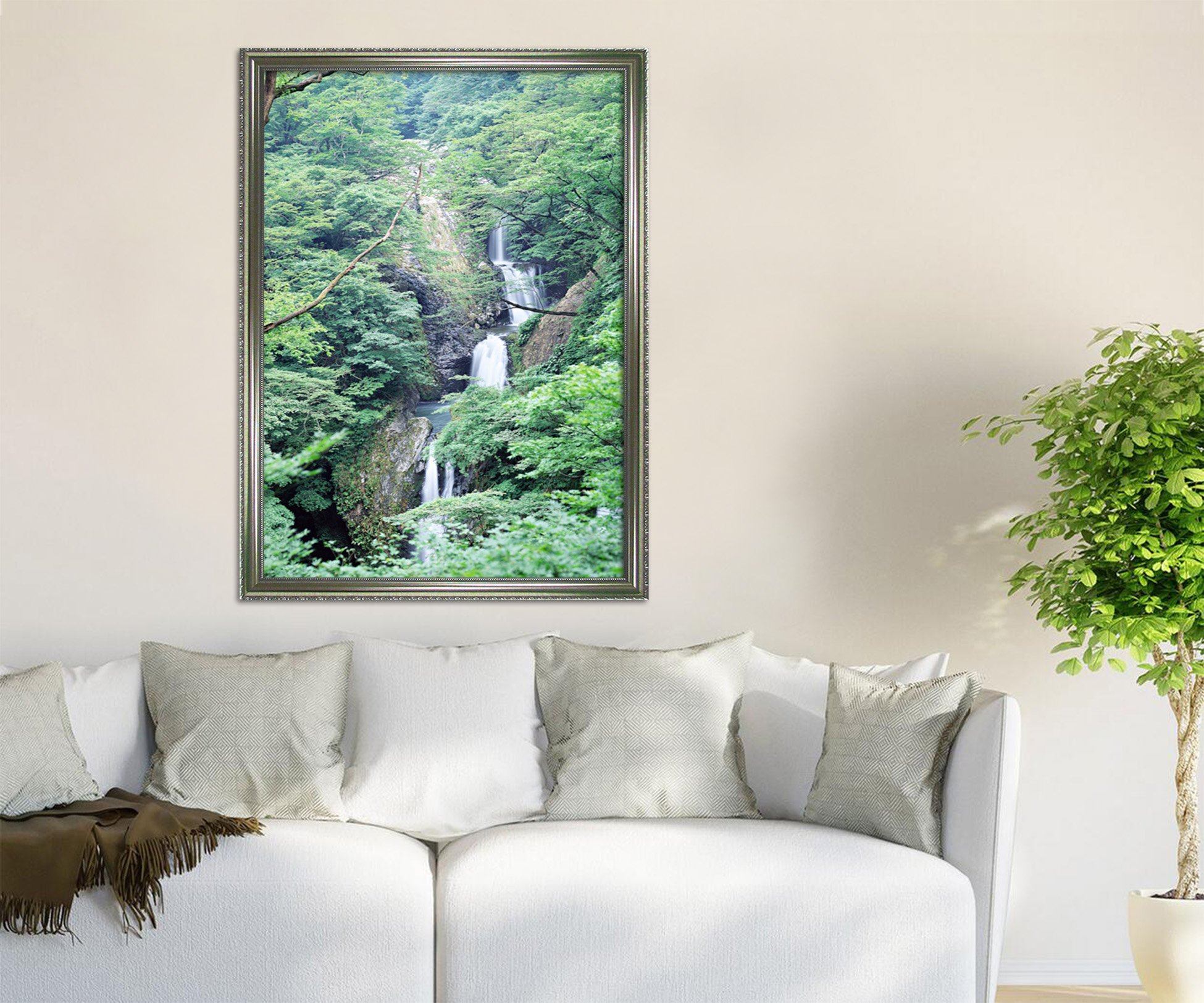 3D River Foreste 056 Fake Framed Print Painting Wallpaper AJ Creativity Home