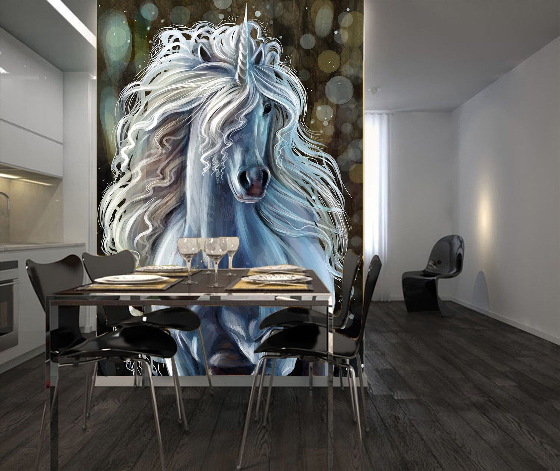 3D White Unicorn 123 Wall Murals Wallpaper AJ Wallpaper 2