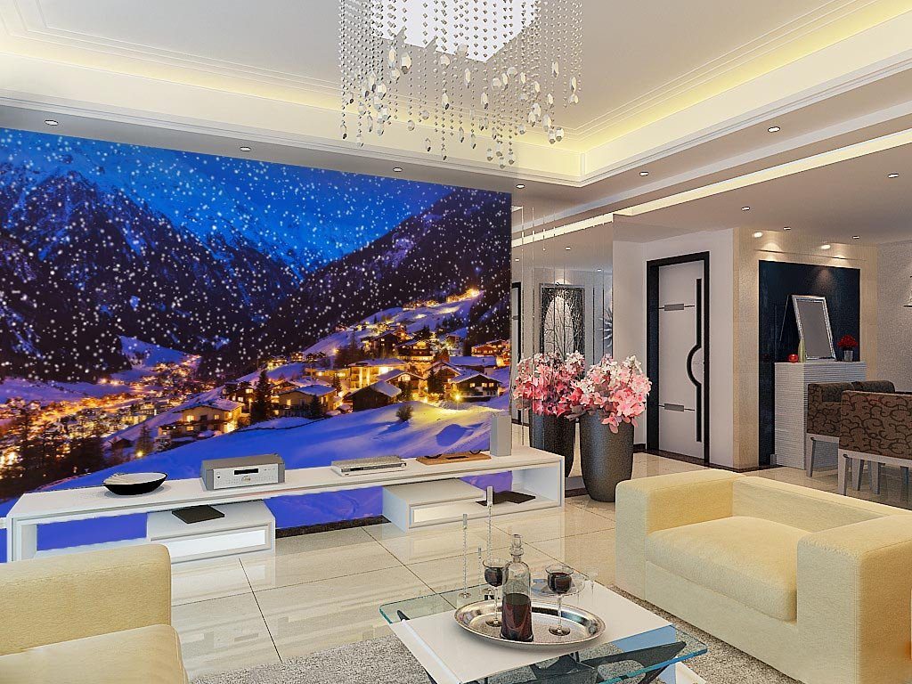 Snowing Town Wallpaper AJ Wallpaper