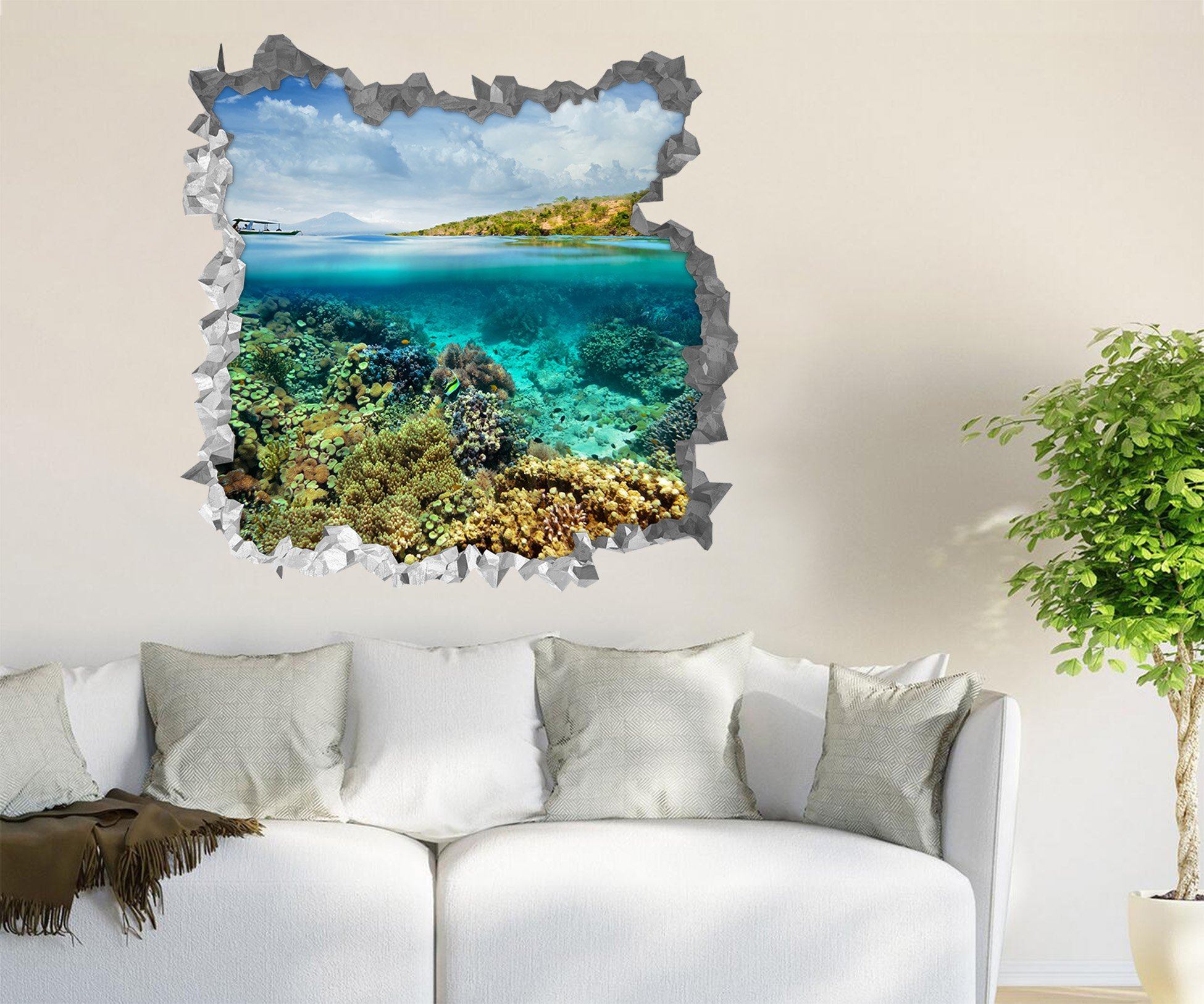3D Blue Sea Corals 195 Broken Wall Murals Wallpaper AJ Wallpaper