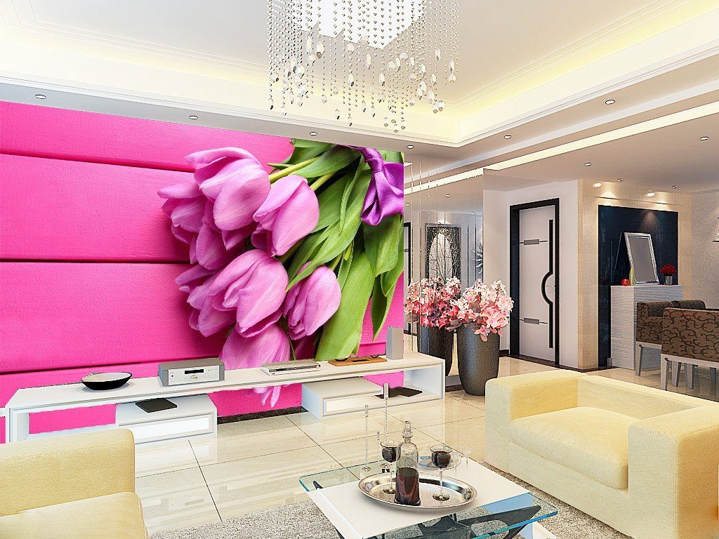 3D Purple Tulips 046 Wallpaper AJ Wallpaper