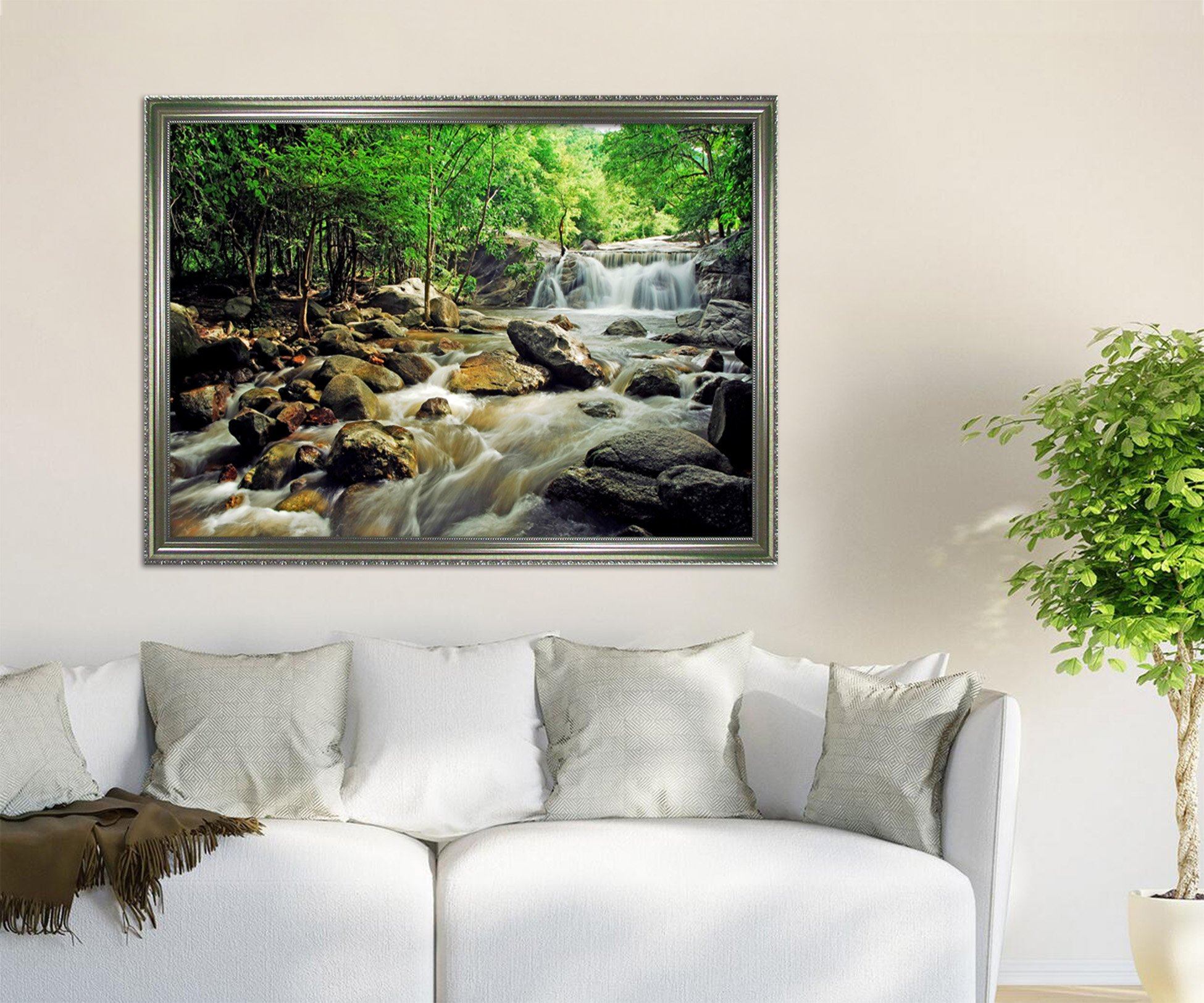 3D Stone River 150 Fake Framed Print Painting Wallpaper AJ Creativity Home