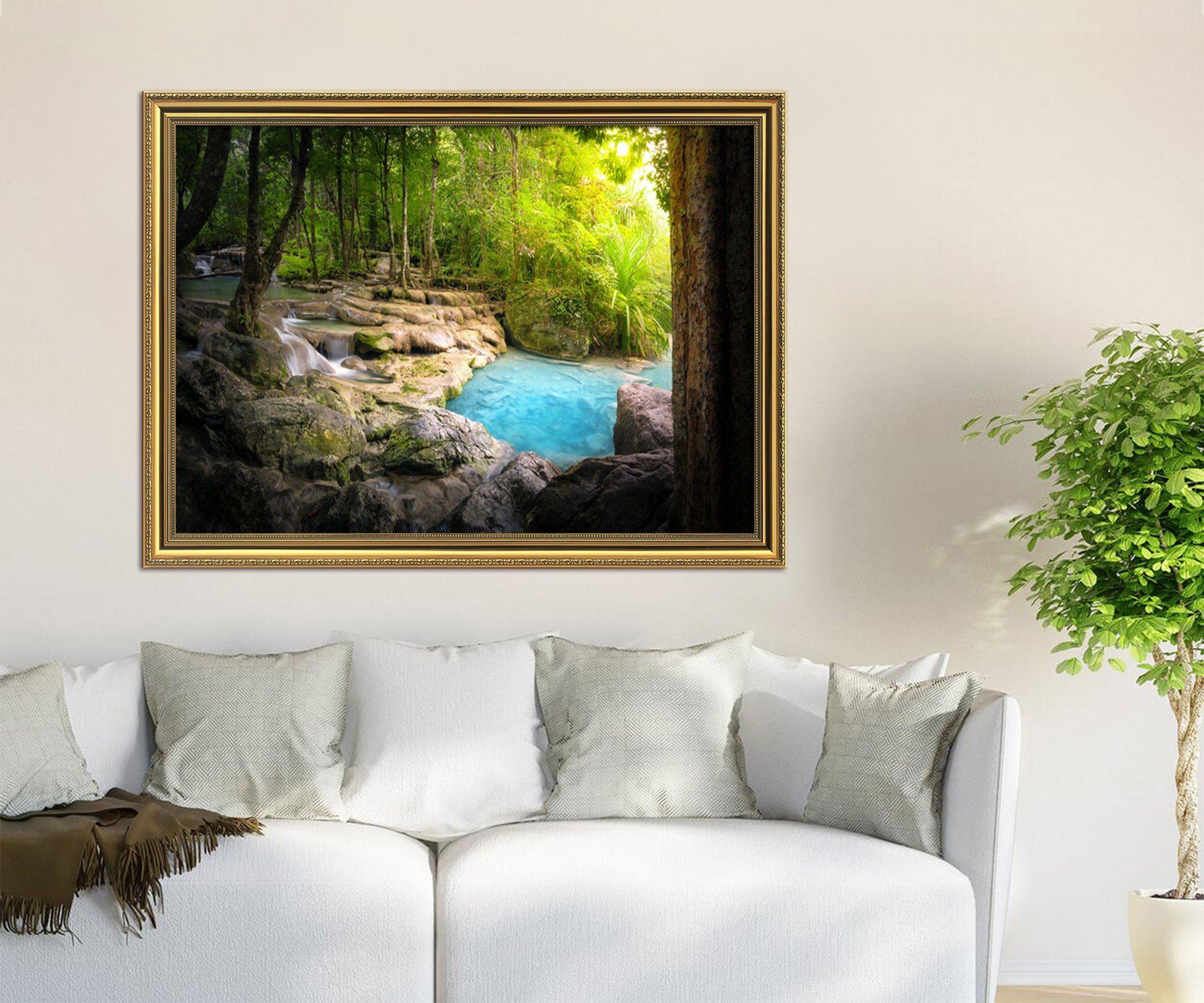3D Shaded Trees 167 Fake Framed Print Painting Wallpaper AJ Creativity Home