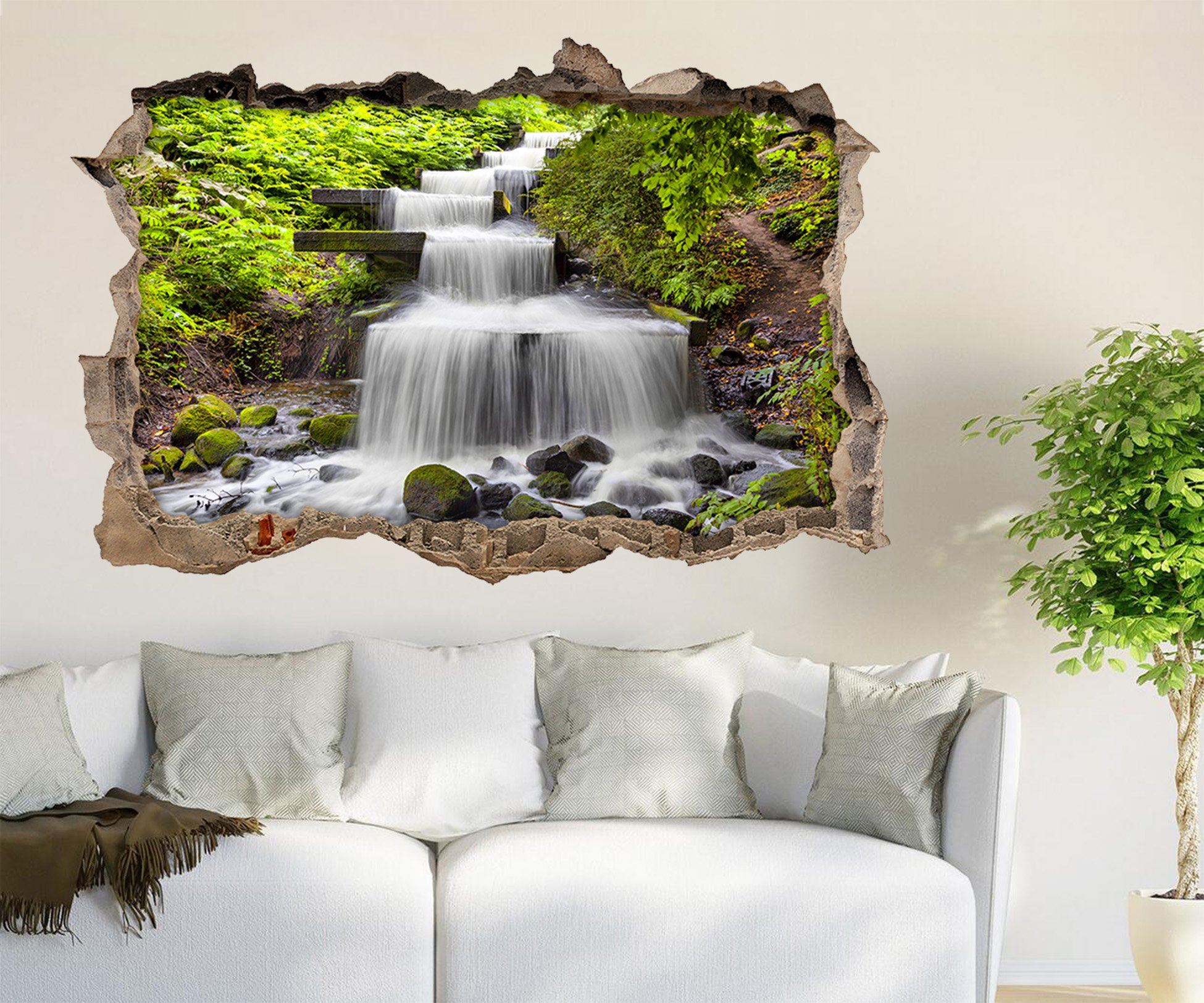 3D River Ladder 038 Broken Wall Murals Wallpaper AJ Wallpaper