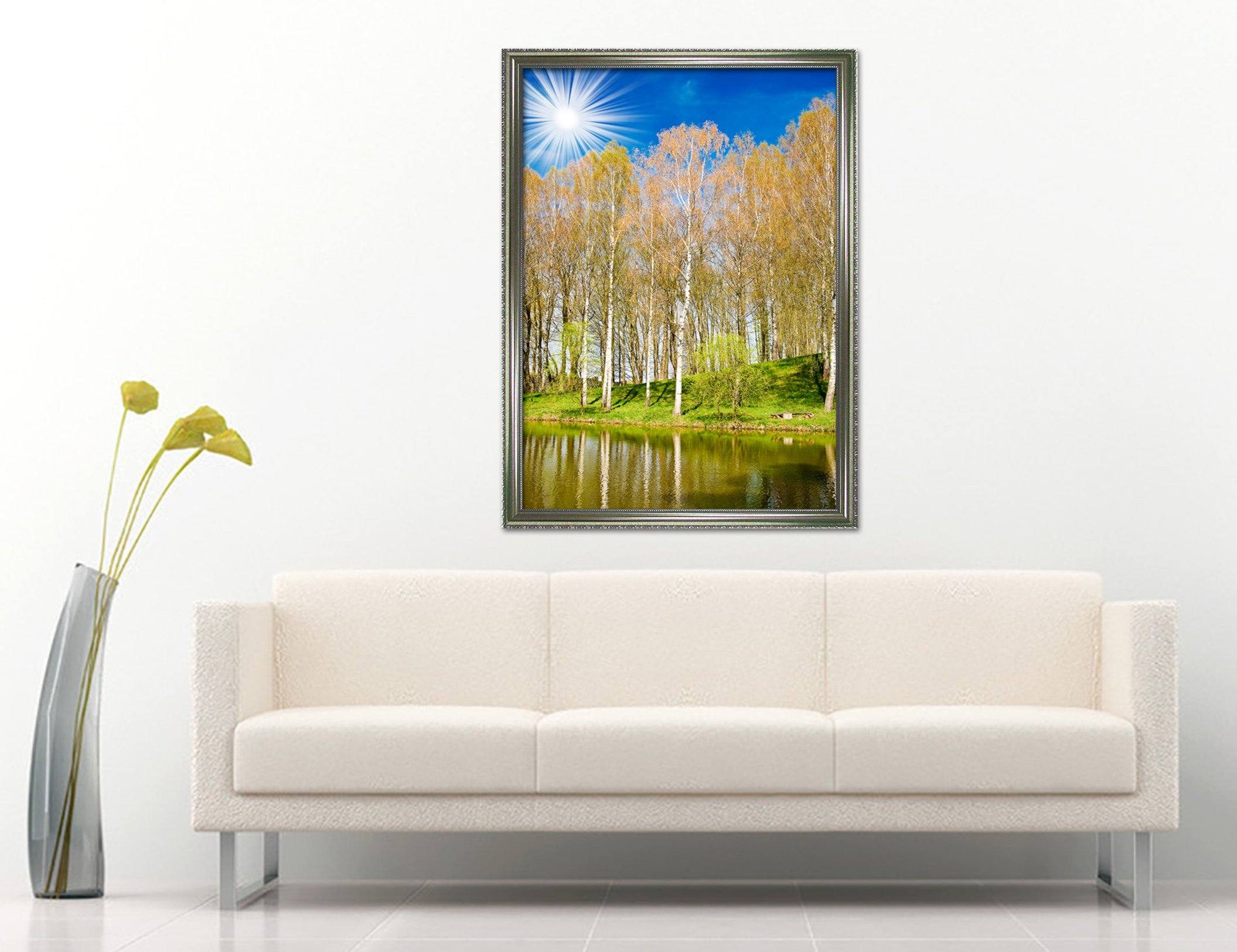 3D Sunny Trees 046 Fake Framed Print Painting Wallpaper AJ Creativity Home