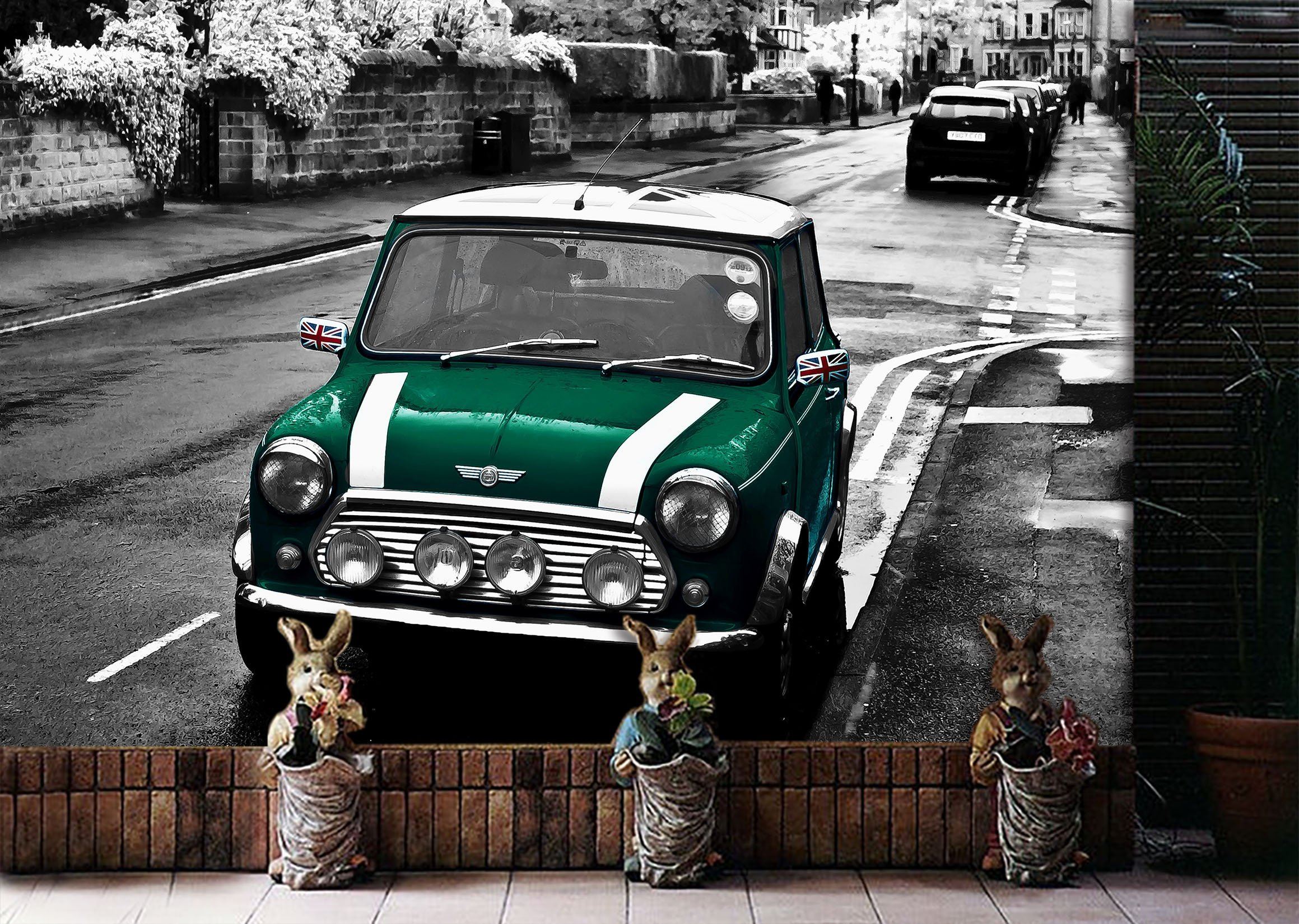 3D British Racing Green 931 Vehicle Wall Murals Wallpaper AJ Wallpaper 2