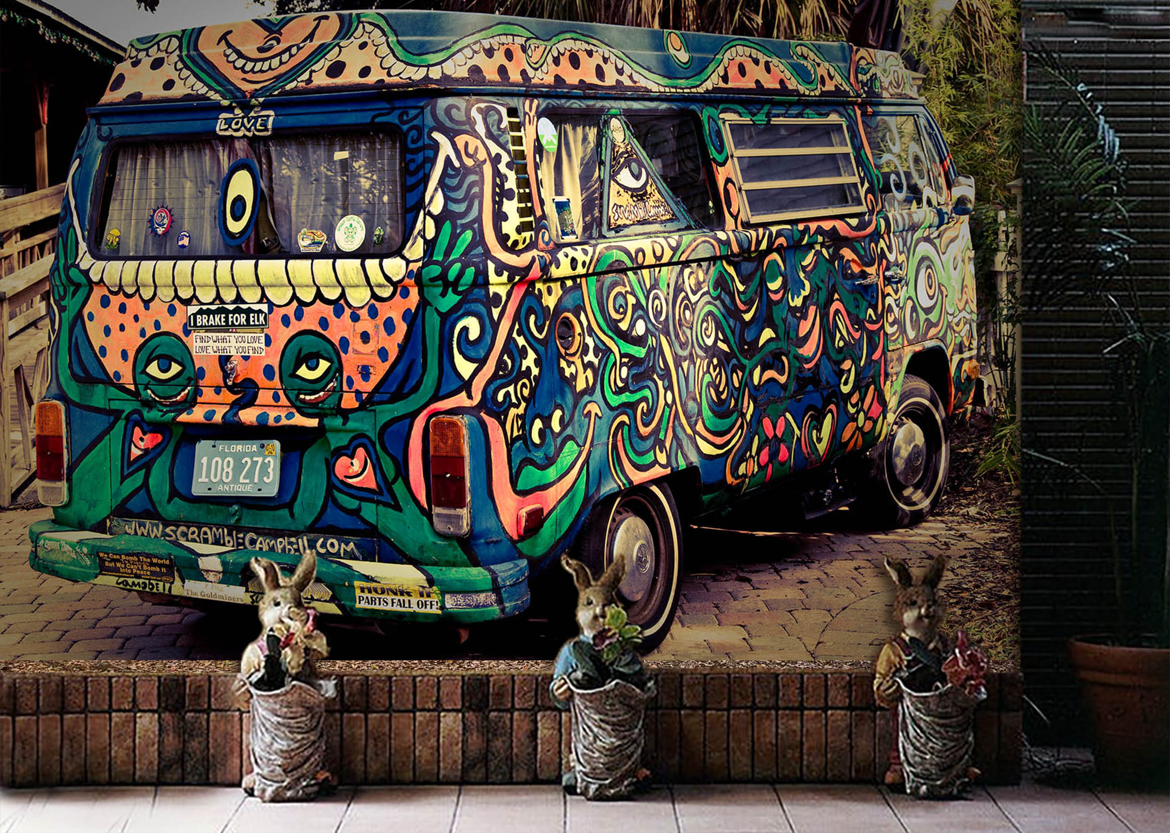 3D Monster Pattern Car 087 Vehicle Wall Murals