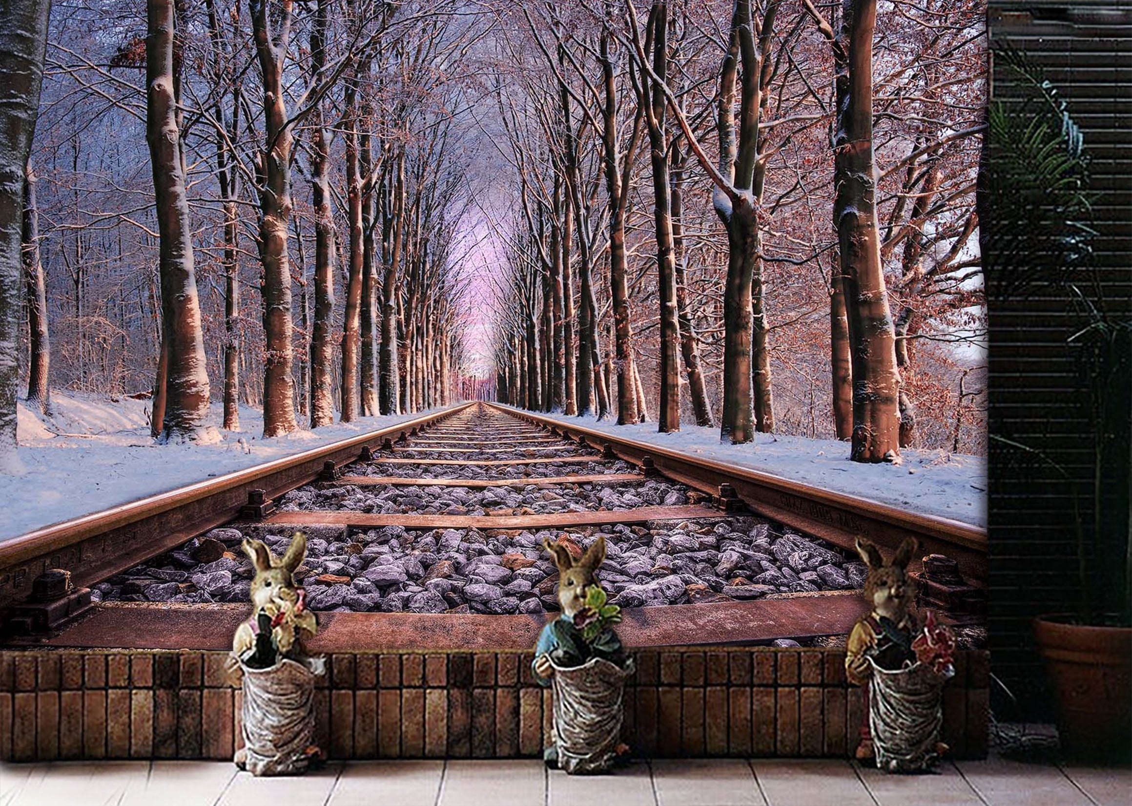 3D Woodland Railway 209 Vehicle Wall Murals