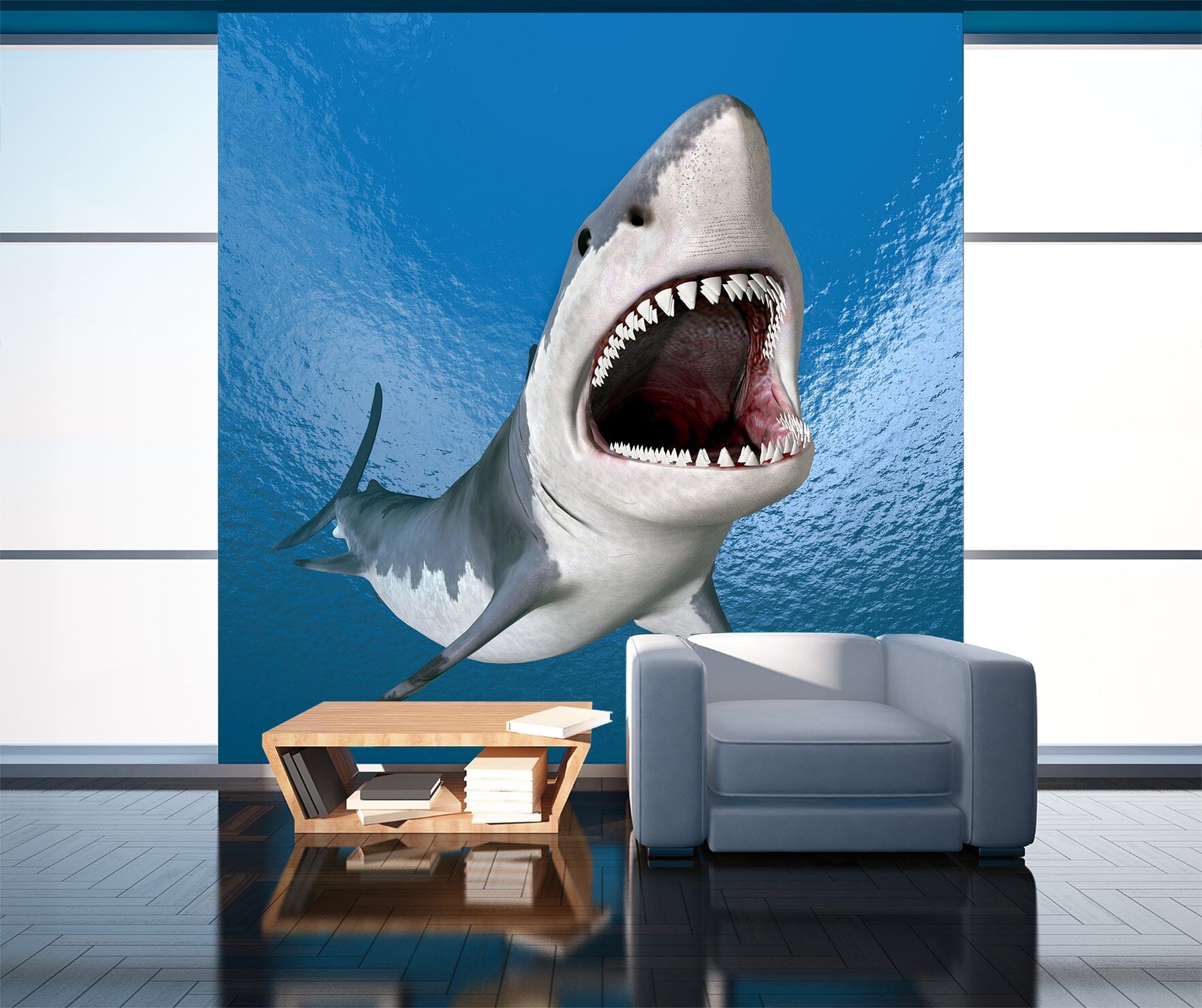 3D Great White Shark 1011 Wall Murals Wallpaper AJ Wallpaper 2