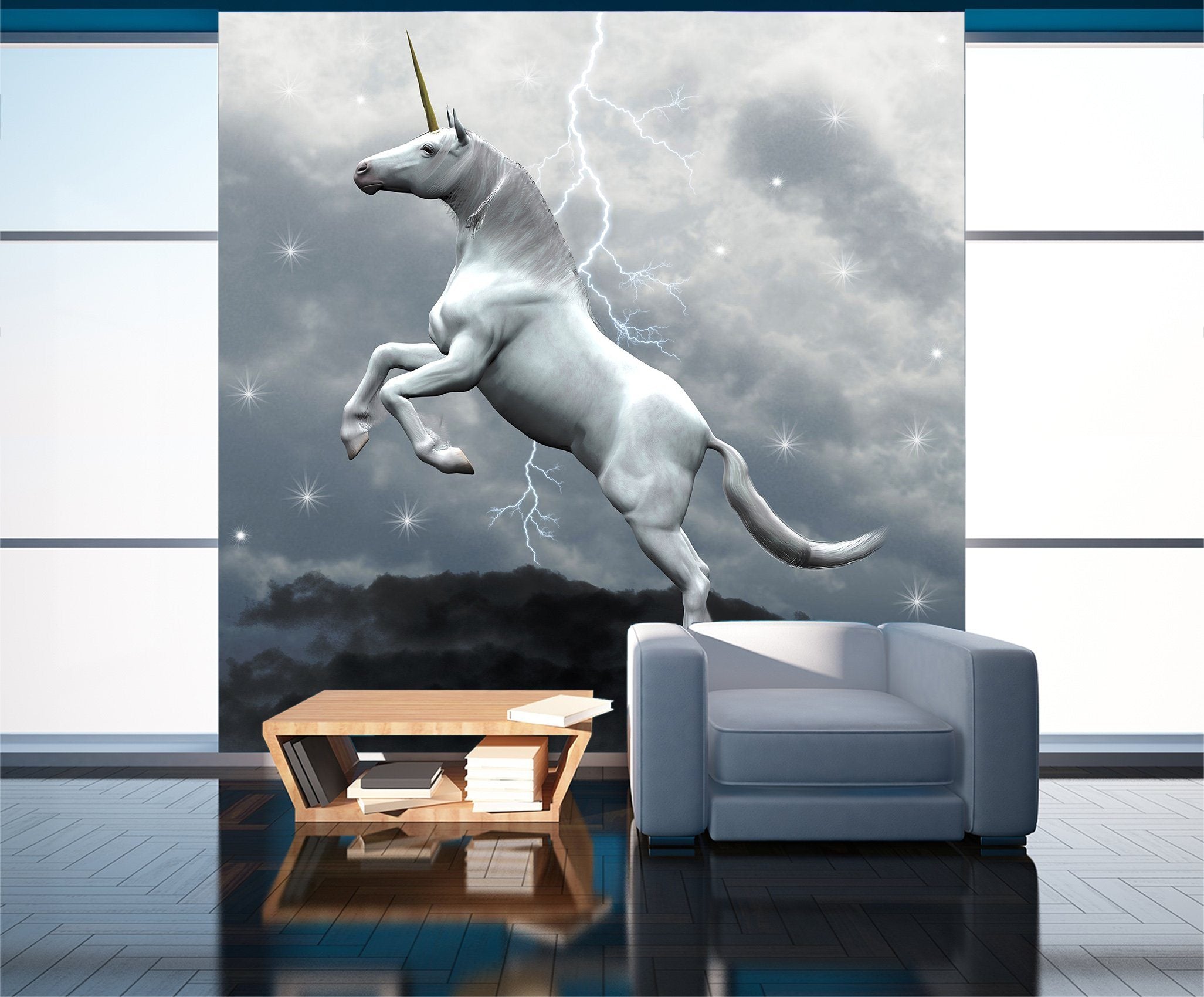 3D Lightning Unicorn 358 Wallpaper AJ Wallpaper