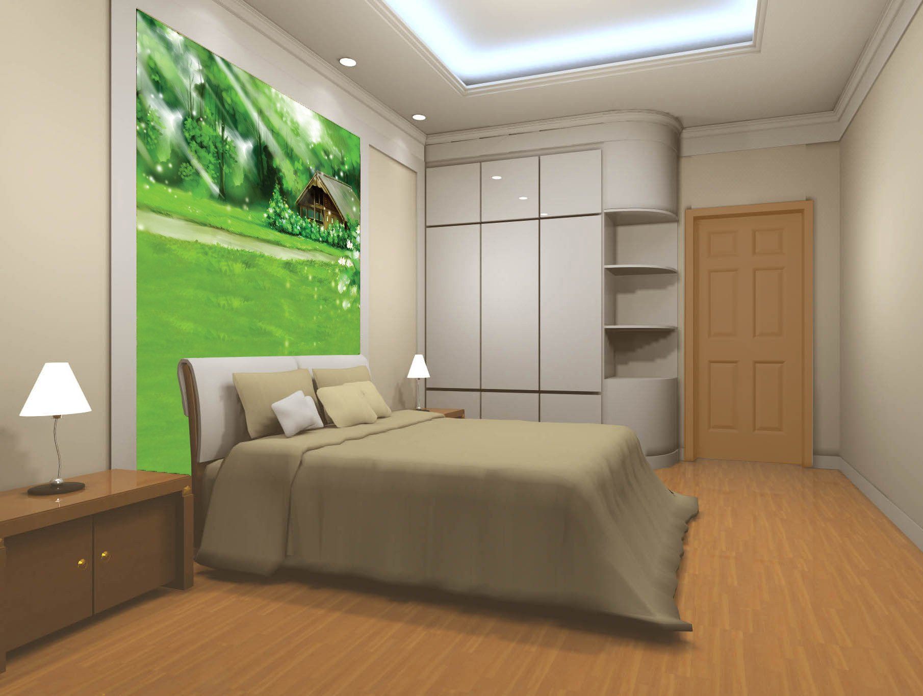 Green Cottage Scenery Wallpaper AJ Wallpaper