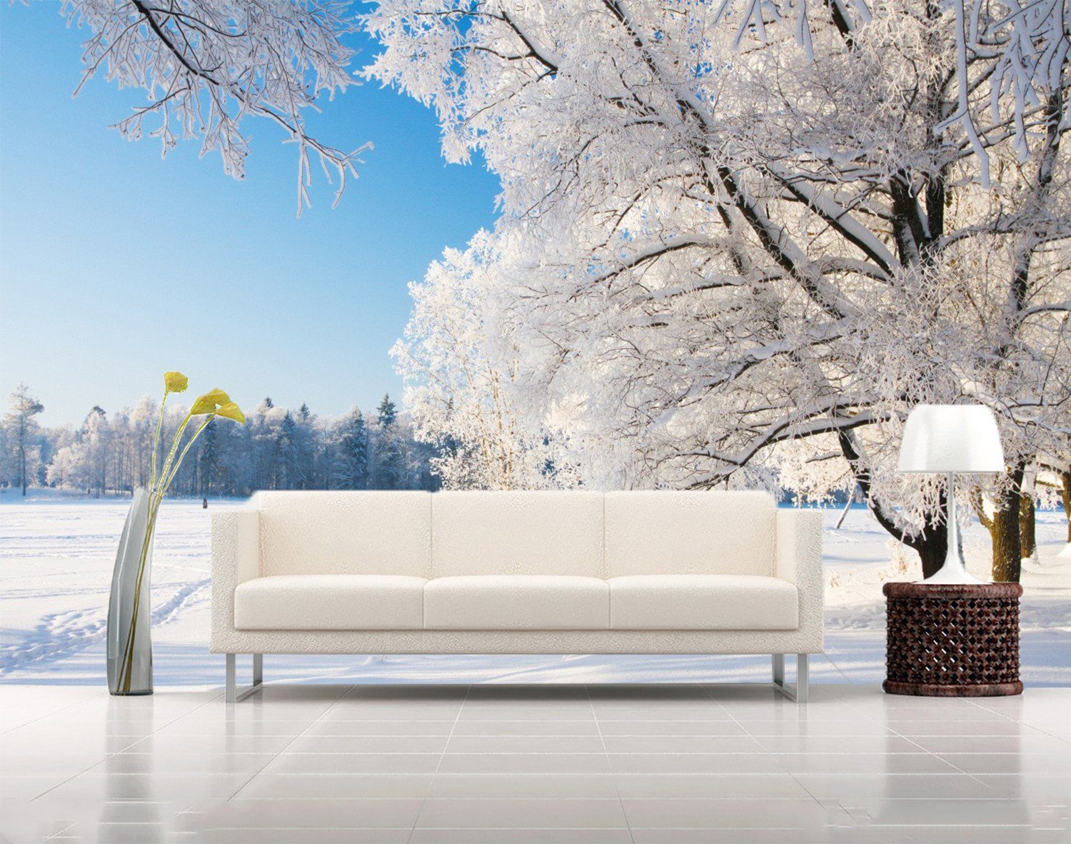 3D Snow Tree Street 577 Wallpaper AJ Wallpaper
