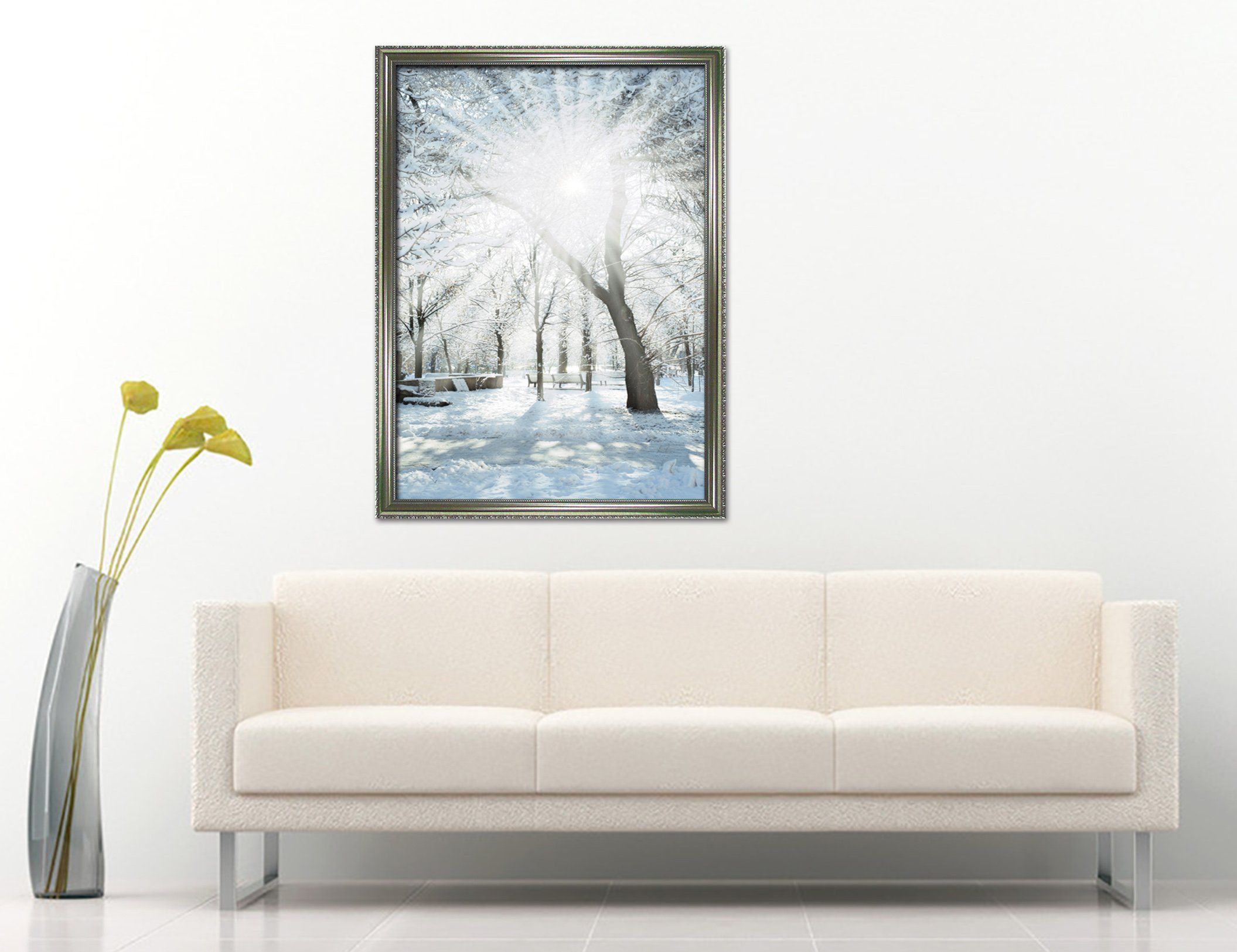 3D Snow Tree 026 Fake Framed Print Painting Wallpaper AJ Creativity Home