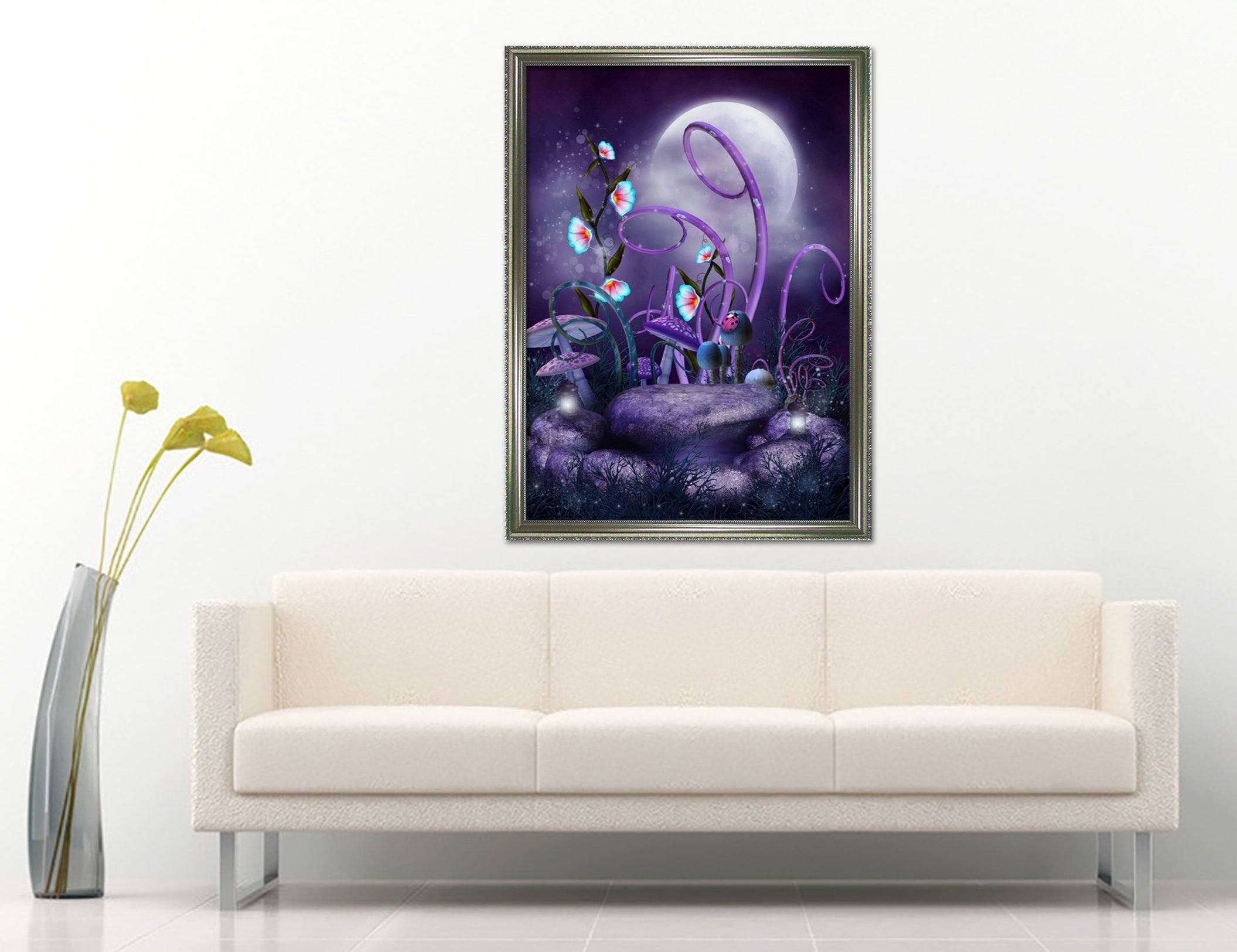 3D Moon Mushrooms 127 Fake Framed Print Painting Wallpaper AJ Creativity Home