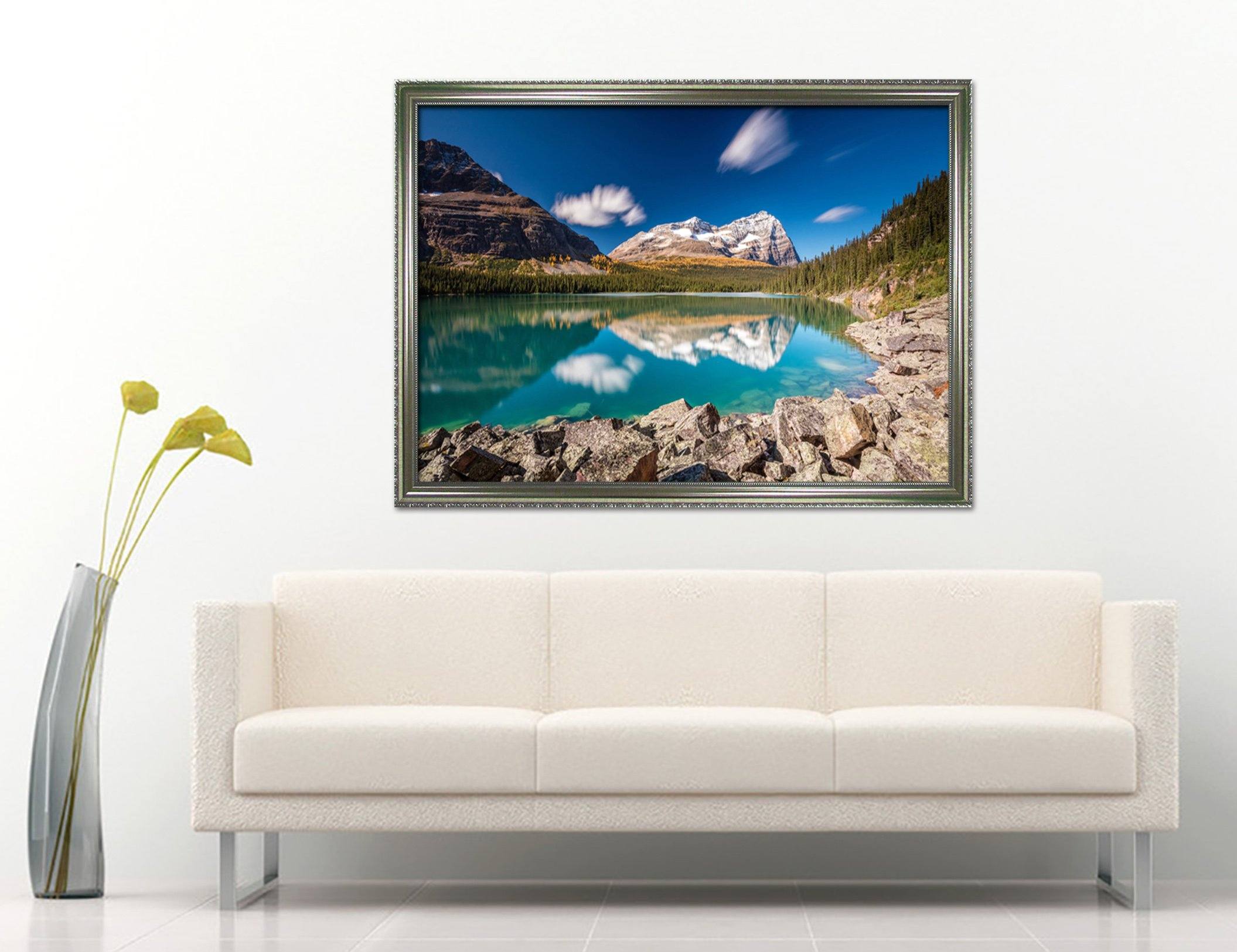 3D Lake Center 180 Fake Framed Print Painting Wallpaper AJ Creativity Home