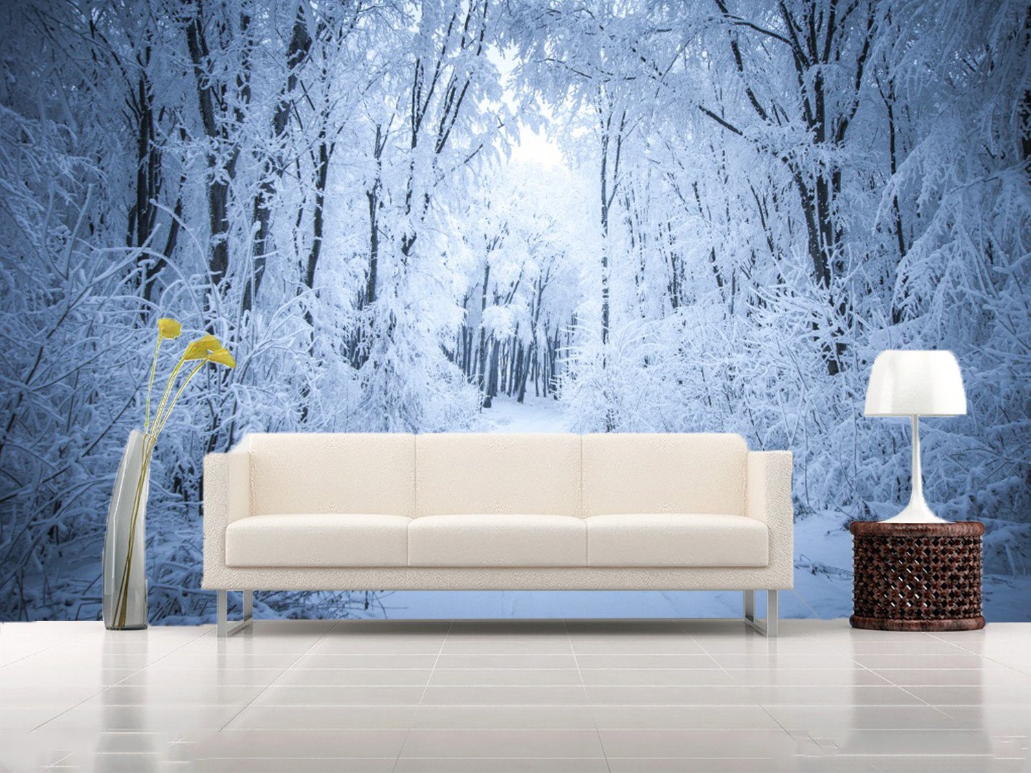 3D White Snow Forest Path 55 Wallpaper AJ Wallpaper
