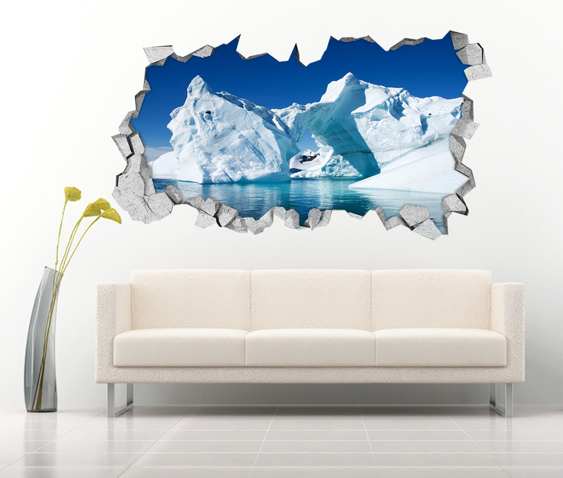 3D Blue Sea Iceberg 039 Broken Wall Murals Wallpaper AJ Wallpaper 