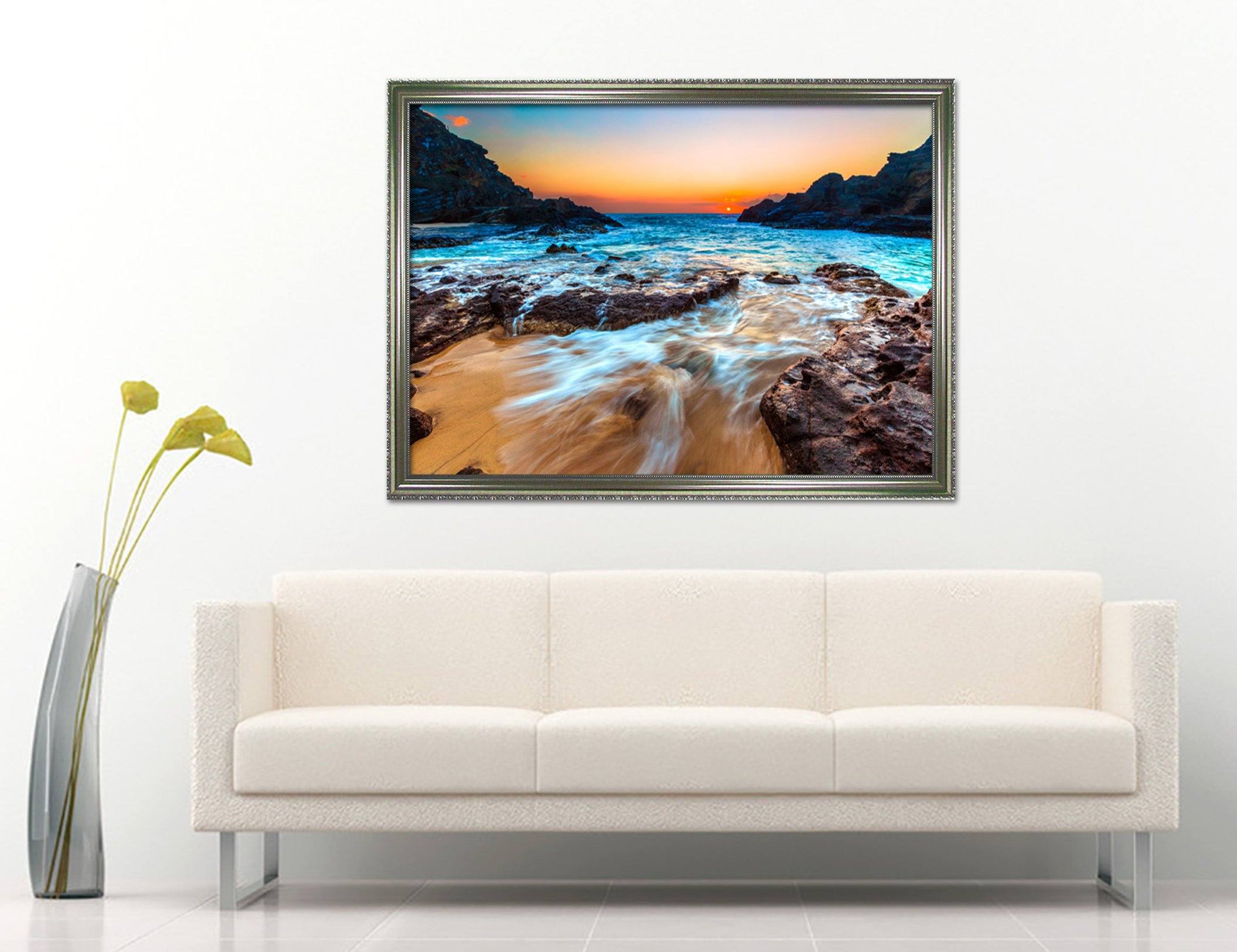 3D Sunset Sea 156 Fake Framed Print Painting Wallpaper AJ Creativity Home