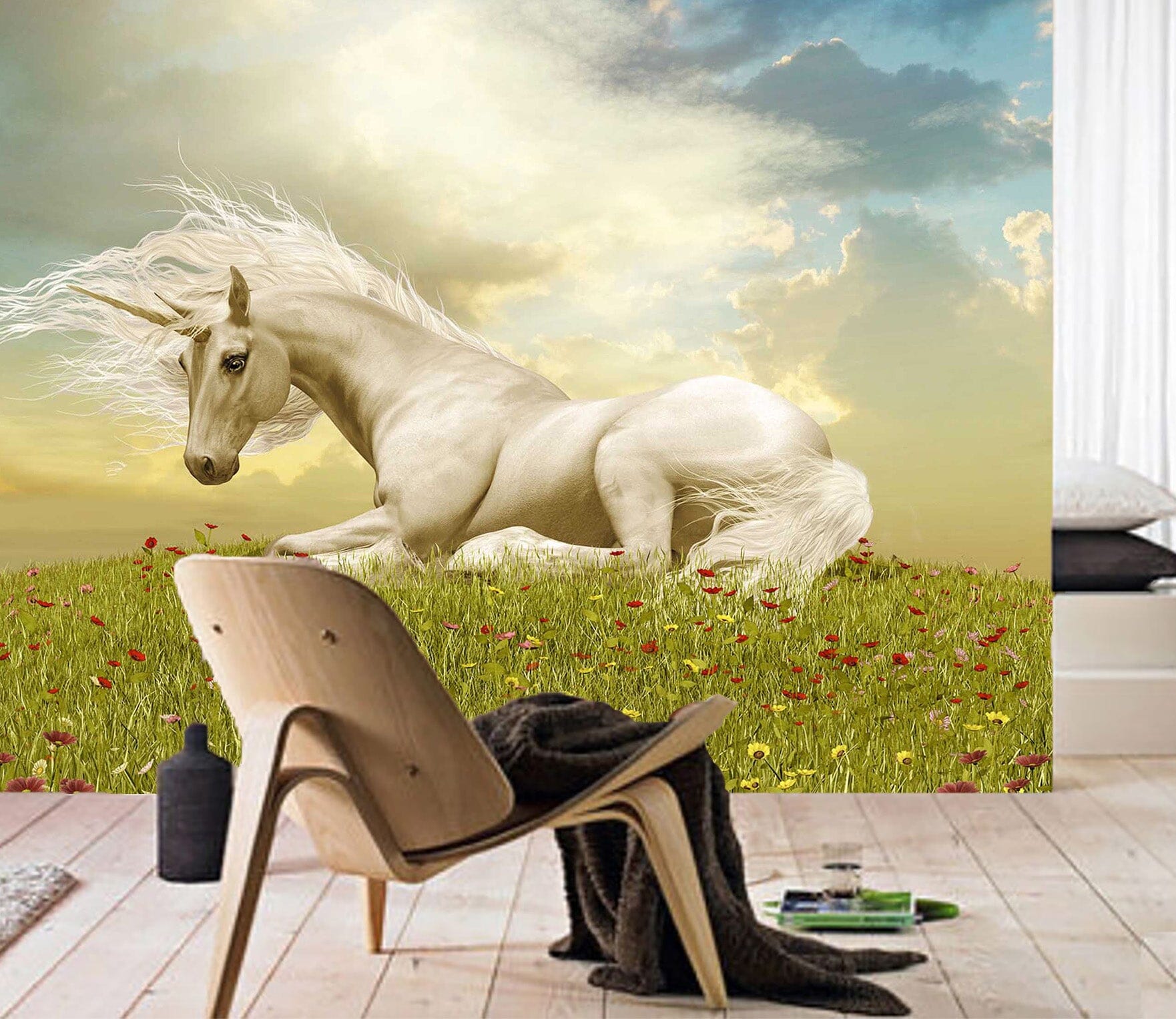 3D Unicorn Meadow 1599 Wall Murals Wallpaper AJ Wallpaper 2
