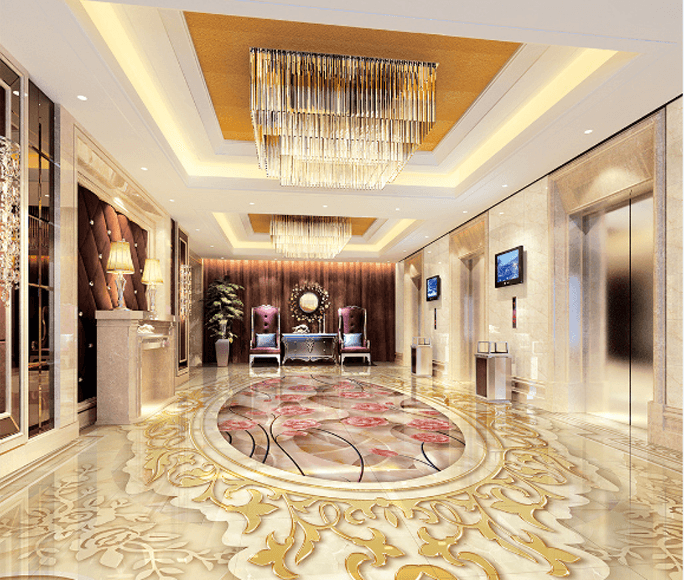 3D Elegant Pattern Floor Mural Wallpaper AJ Wallpaper 2