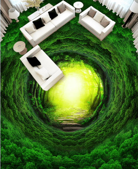 3D Green Hole Floor Mural Wallpaper AJ Wallpaper 2