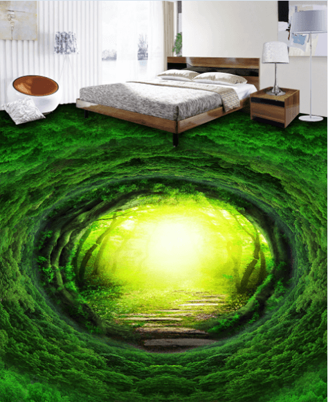 3D Green Hole Floor Mural Wallpaper AJ Wallpaper 2