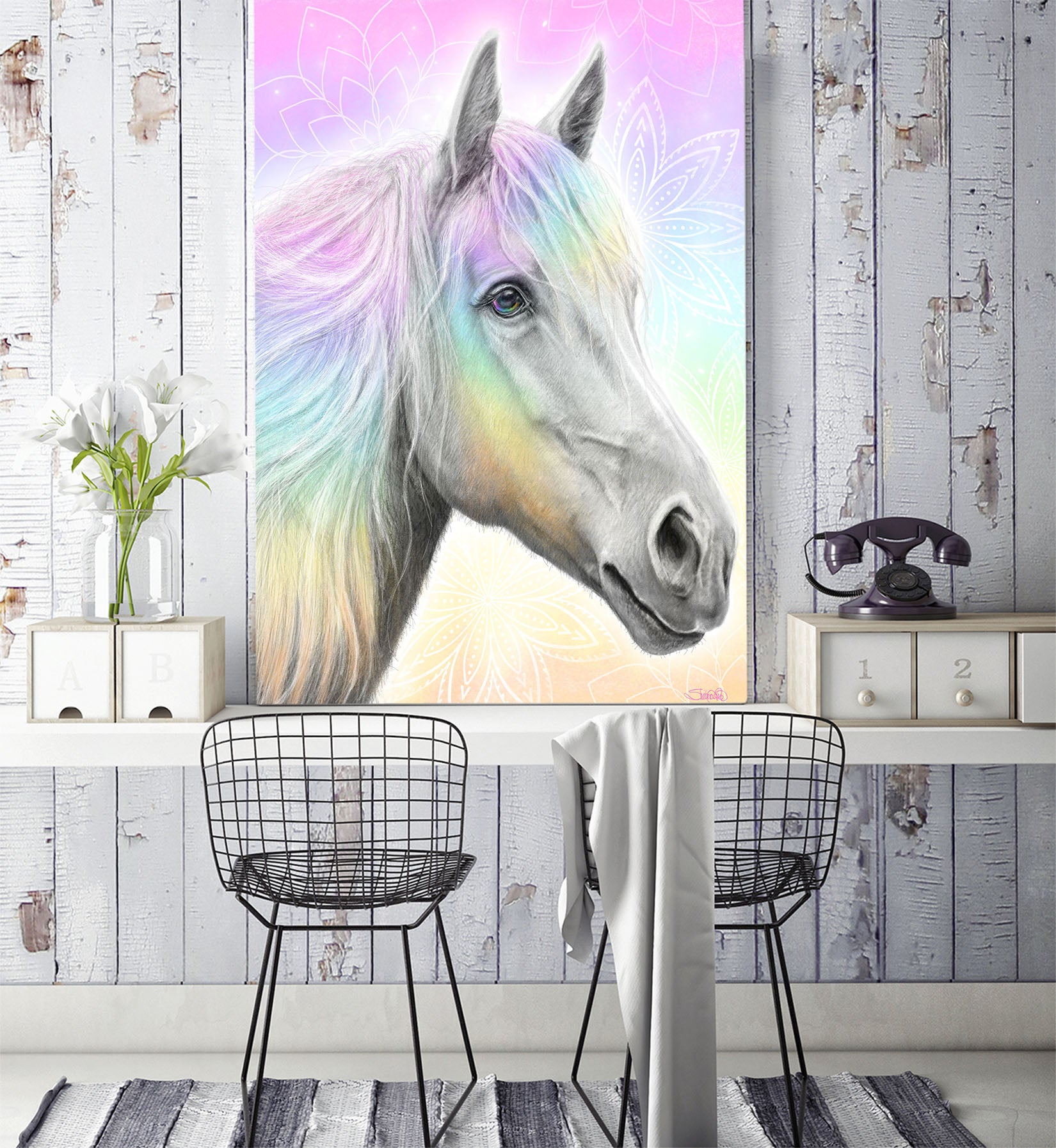 3D Rainbow Horse 8450 Sheena Pike Wall Mural Wall Murals