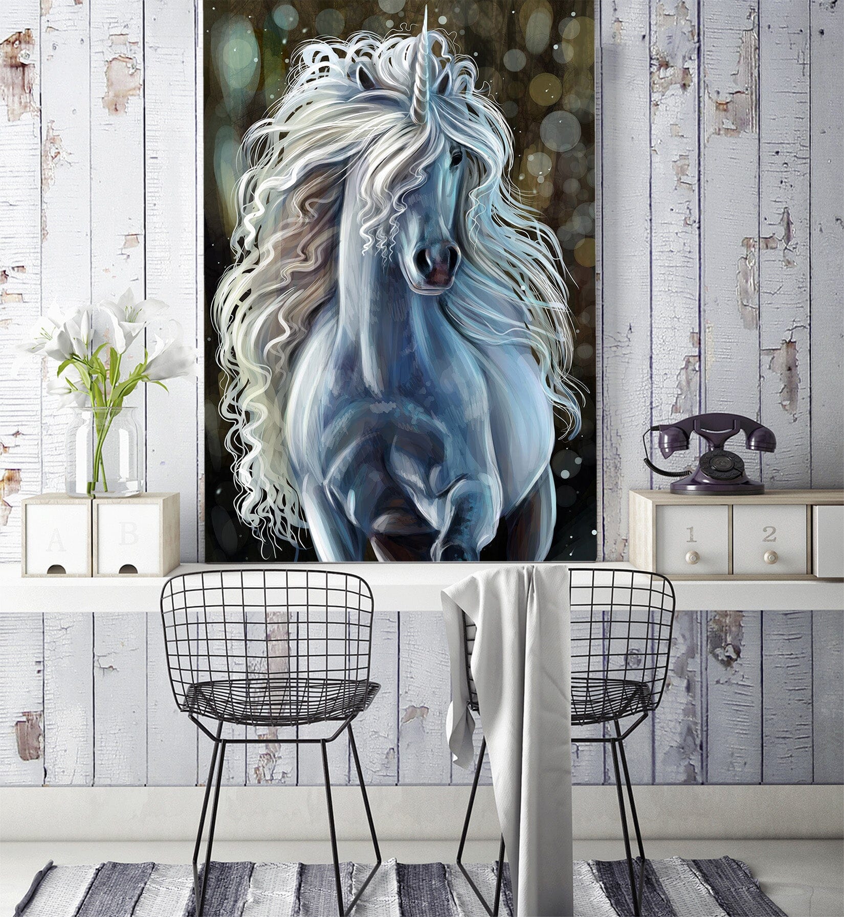 3D White Unicorn 123 Wall Murals Wallpaper AJ Wallpaper 2