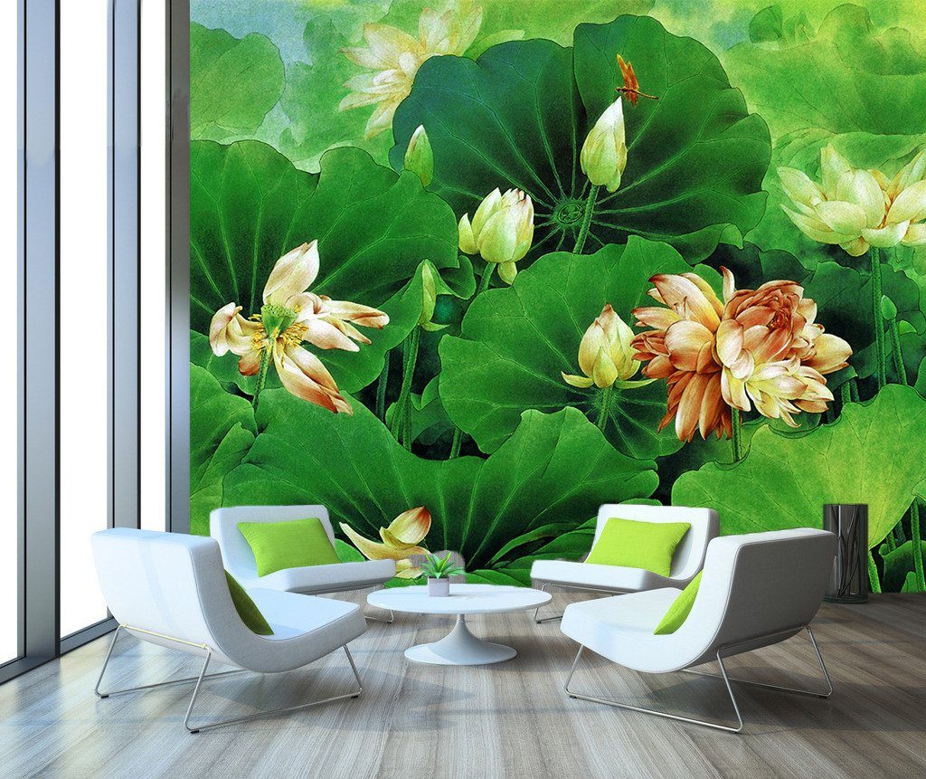 3D Green Louts Pond 282 Wallpaper AJ Wallpaper 2